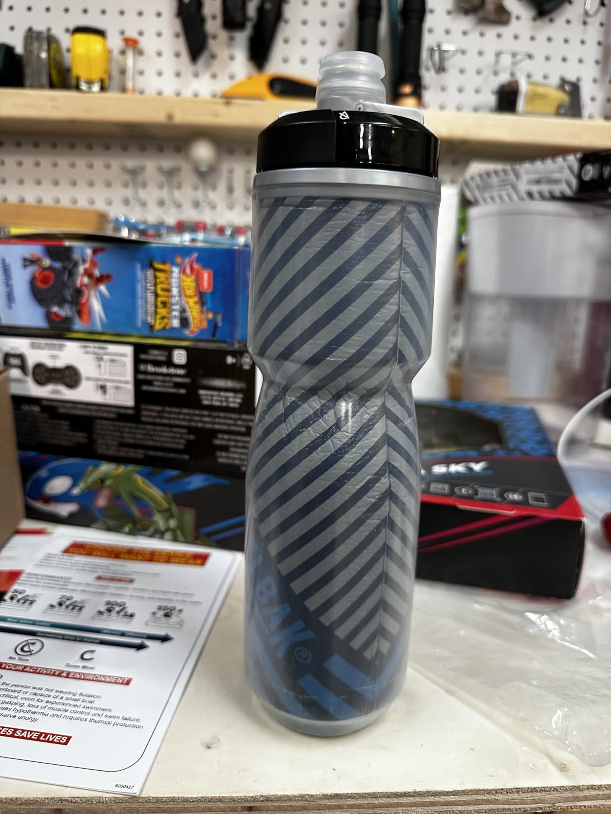 CamelBak Podium Chill Insulated Bike Squeeze Water Bottle, Cold Retention for Cycling, 24oz, Lime/Blue Stripe customer photo 1