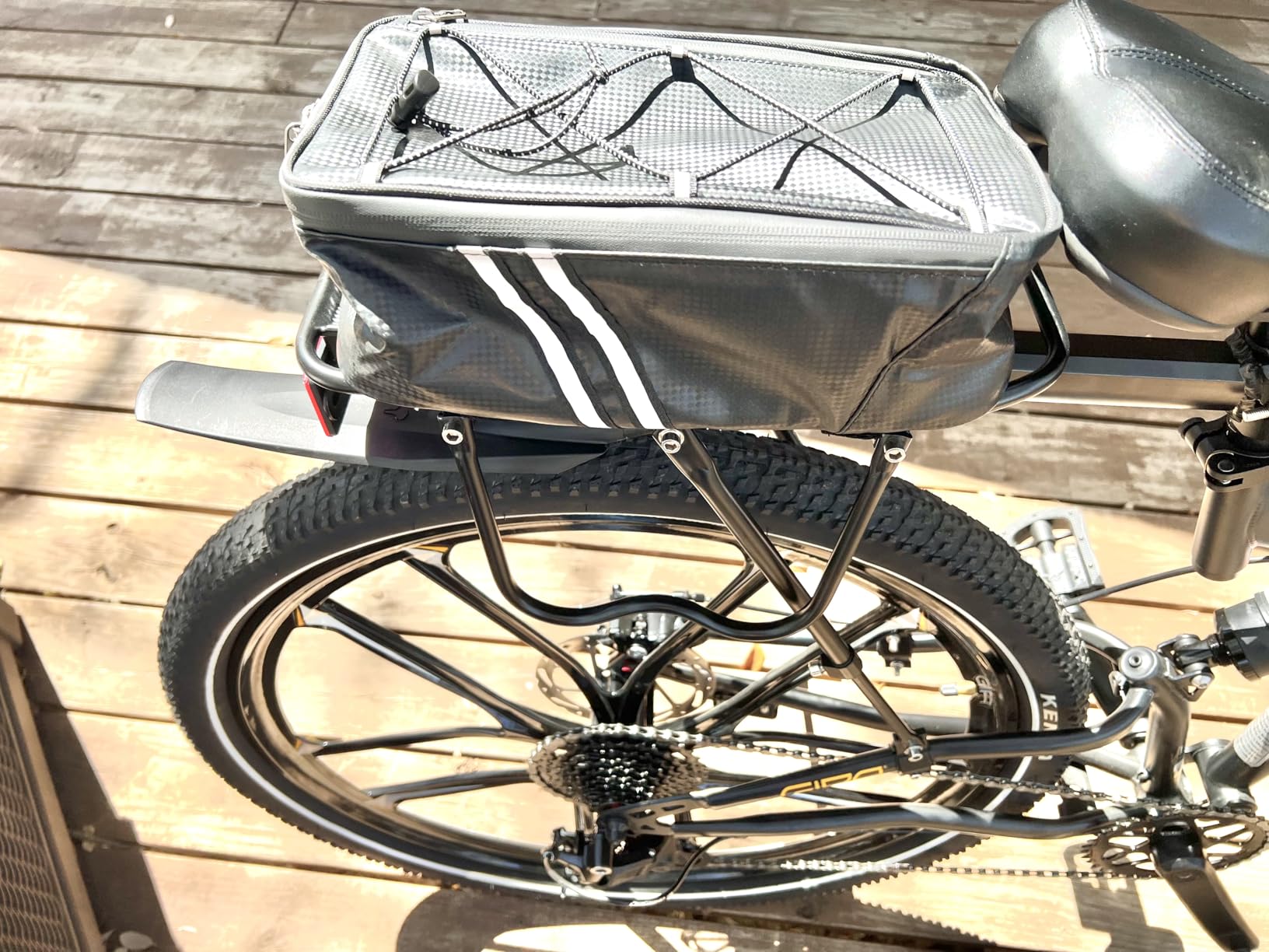 Rear Bike Rack,Bike Cargo Rack w/Fender & Large Size Reflective,Quick Release Mountain Road Bicycle Rear Racks,Universal Bike Luggage Rack,Large Capacity Bike Pannier Rack,YONTUO customer photo 2