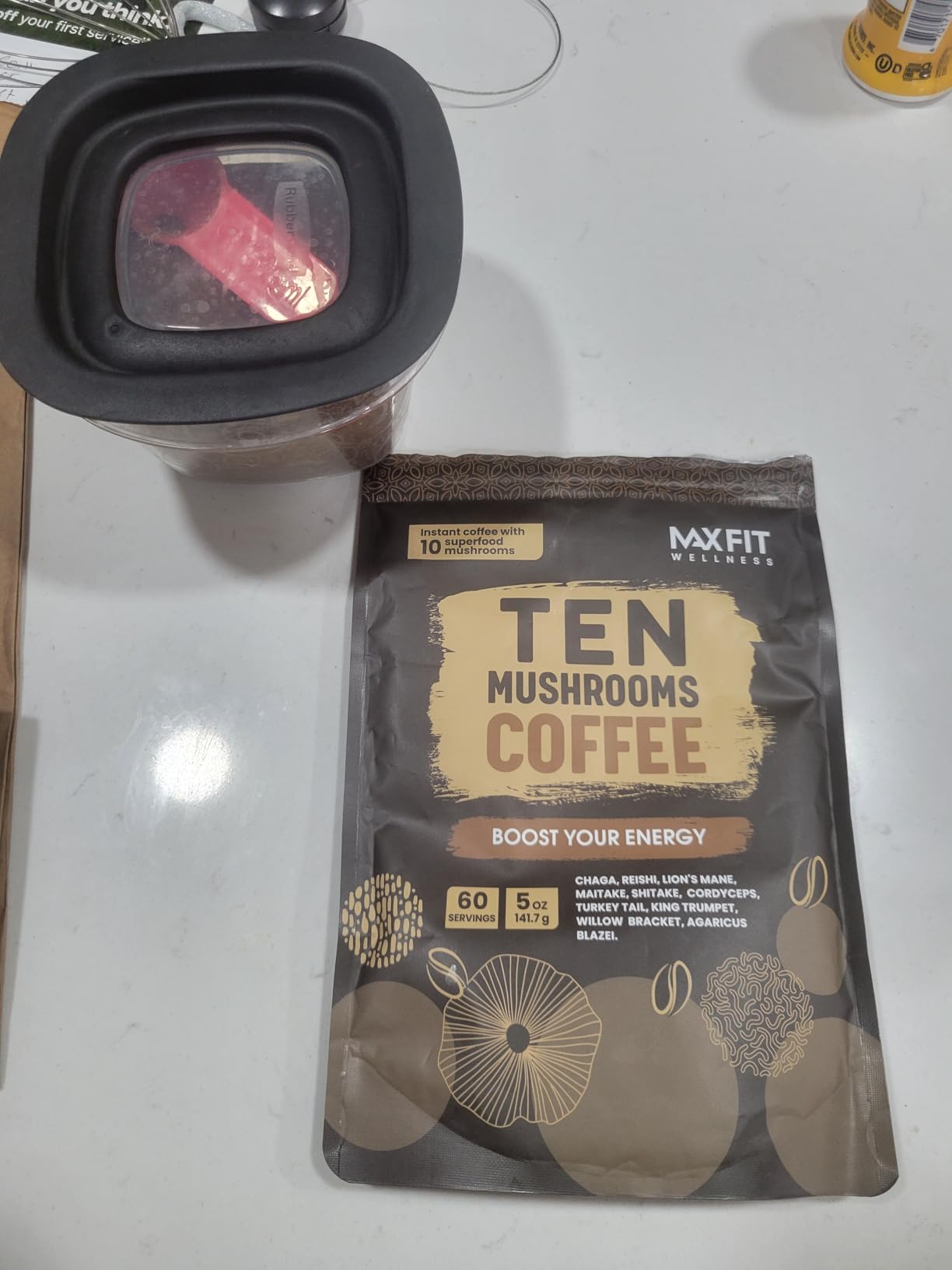 Mushroom Coffee (60 Servings) 10 Mushrooms (Lion's Mane, Cordyceps, Turkey Tail & Other) Mixed With Gourmet Arabica Instant Immune Boosting Coffee for Focus & Gut Health Support customer photo 2