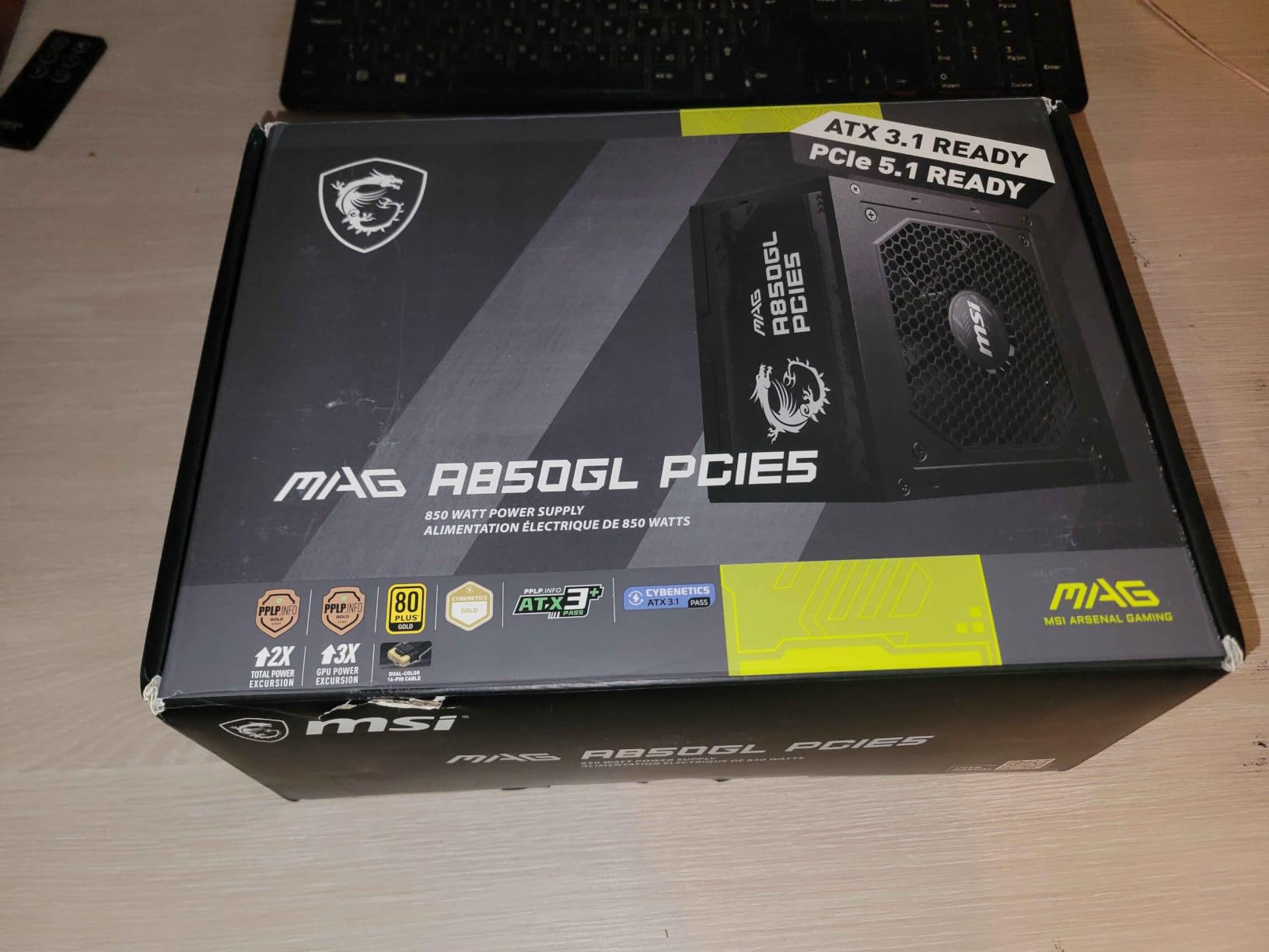 MSI MAG A850GL PCIE5, Fully Modular Compact Gaming 850W Power Supply, 80+ Gold, ATX 3.1 & PCIe 5.1 Ready, Native Dual-Color 12V-2x6 Cable, 10 Year Warranty customer photo 1