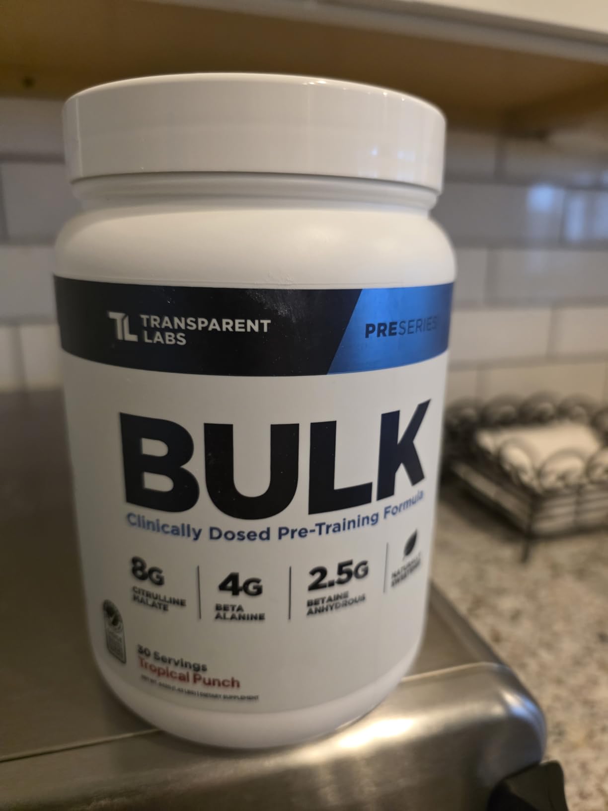 Transparent Labs Bulk Pre Workout Powder - Naturally Sweetened Preworkout for Men & Women, Pre Work Out for Muscle Building & Strength w/Beta Alanine & BetaPure - 30 Servings, Tropical Punch customer photo 2