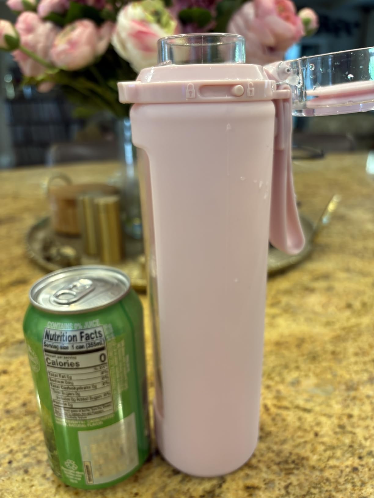 Ello Syndicate 20oz Reusable Glass Water Bottle with One-Touch Leak Proof Flip Lid, Protective Non-Slip Silicone Sleeve, Carry Loop for Coffee, Tea and Water, BPA-free, Dishwasher Safe, Sand customer photo 2