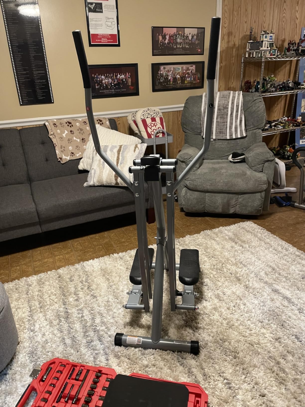 Sunny Health & Fitness Foldable Air Walk Elliptical, 30 inch Long Stride Glide Exercise Full-Body Cardio Cross Smart Trainer for Home Office, SunnyFit App via Bluetooth with Adjustable Resistance customer photo 1