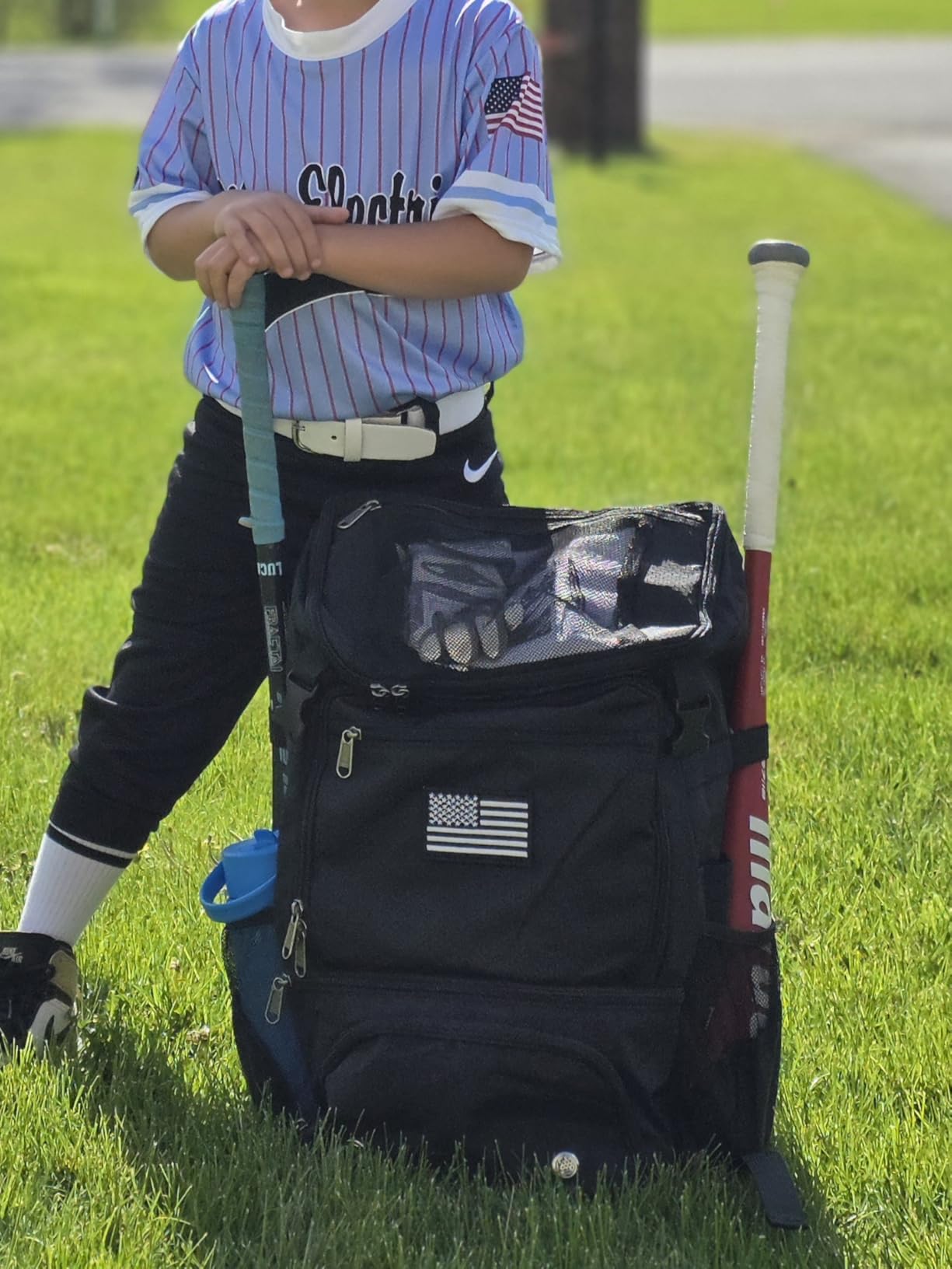 RAINSMORE Baseball Backpack, Lightweight Softball Bag with Shoe Compartment Baseball Bag for Youth & Adult Softball Bat Bag with Fence Hook Helmet Holder customer photo 1