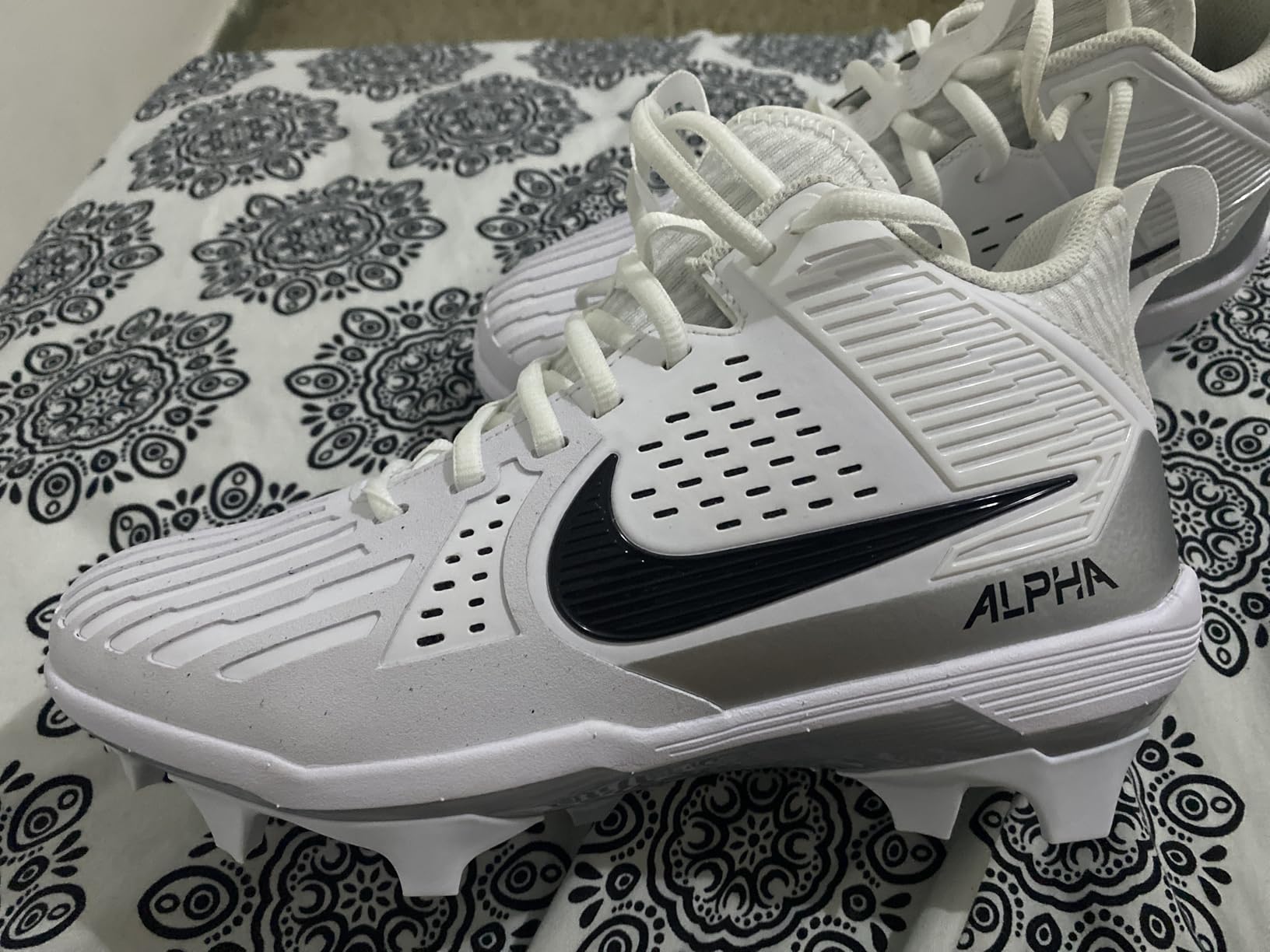 Nike Alpha Menace Strong Men's Football Cleats (Black/Metallic Silver/White) customer photo 1