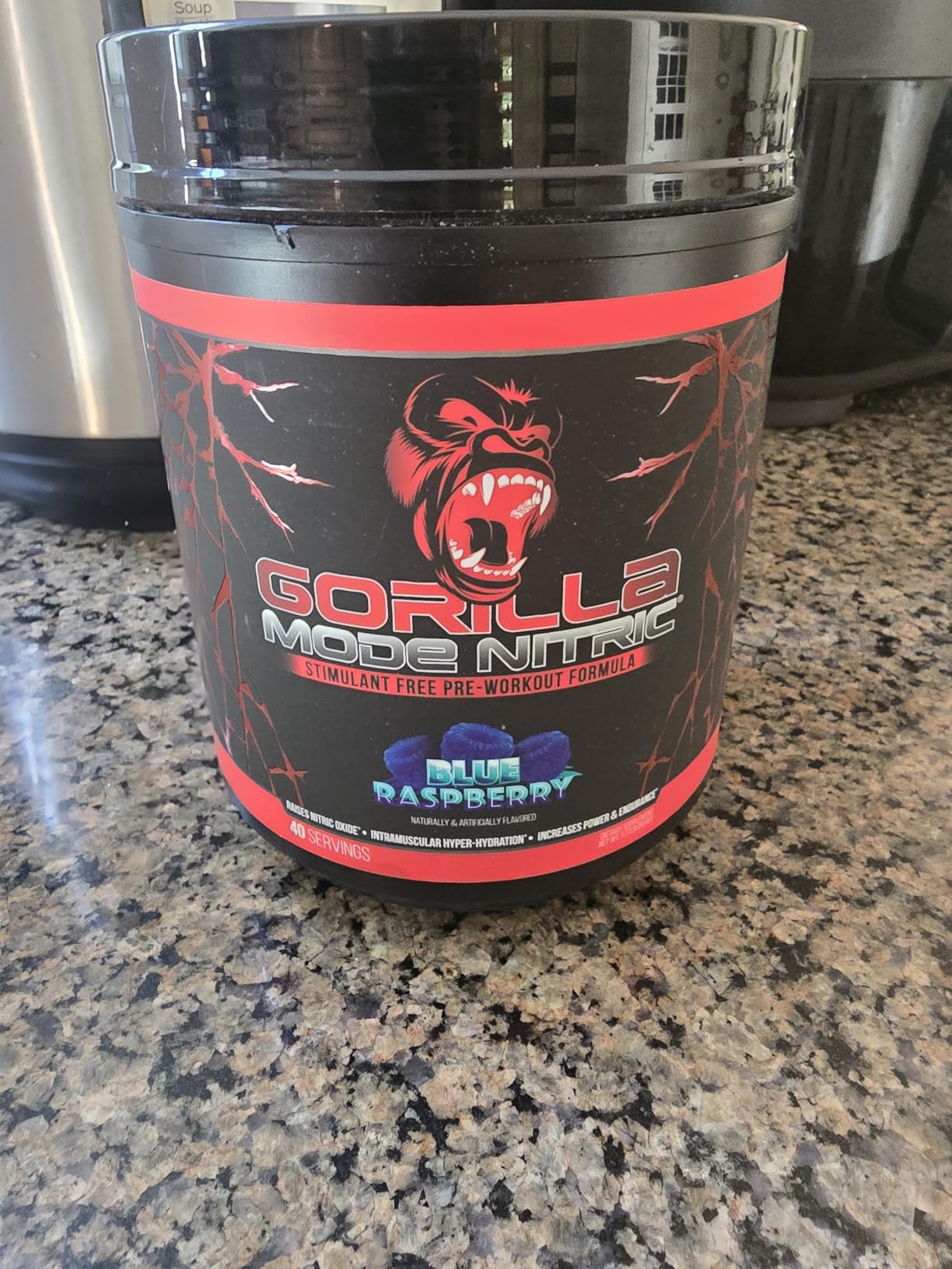 Gorilla Mode Nitric Upgraded Stimulant Free Pre-Workout - Best Tasting and Most Effective Stimulant Free Pre-Workout/Massive Pumps / Vasodilation / Power / 804 Grams (Blue Raspberry) customer photo 1