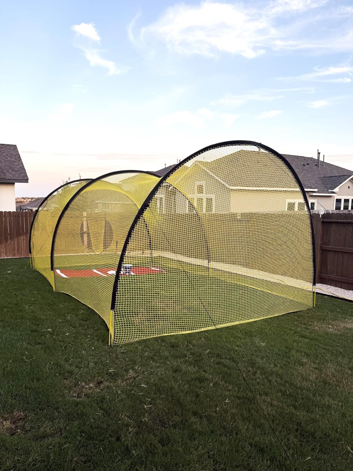 Upgraded 22ft x 12ft x 8ft Baseball & Softball Batting Cage Net with Pitching Machine Hole, 4ply 1.25'' Anti-Tear Netting, 13.4MM Fibreglass Poles, Portable Carry Bag customer photo 1