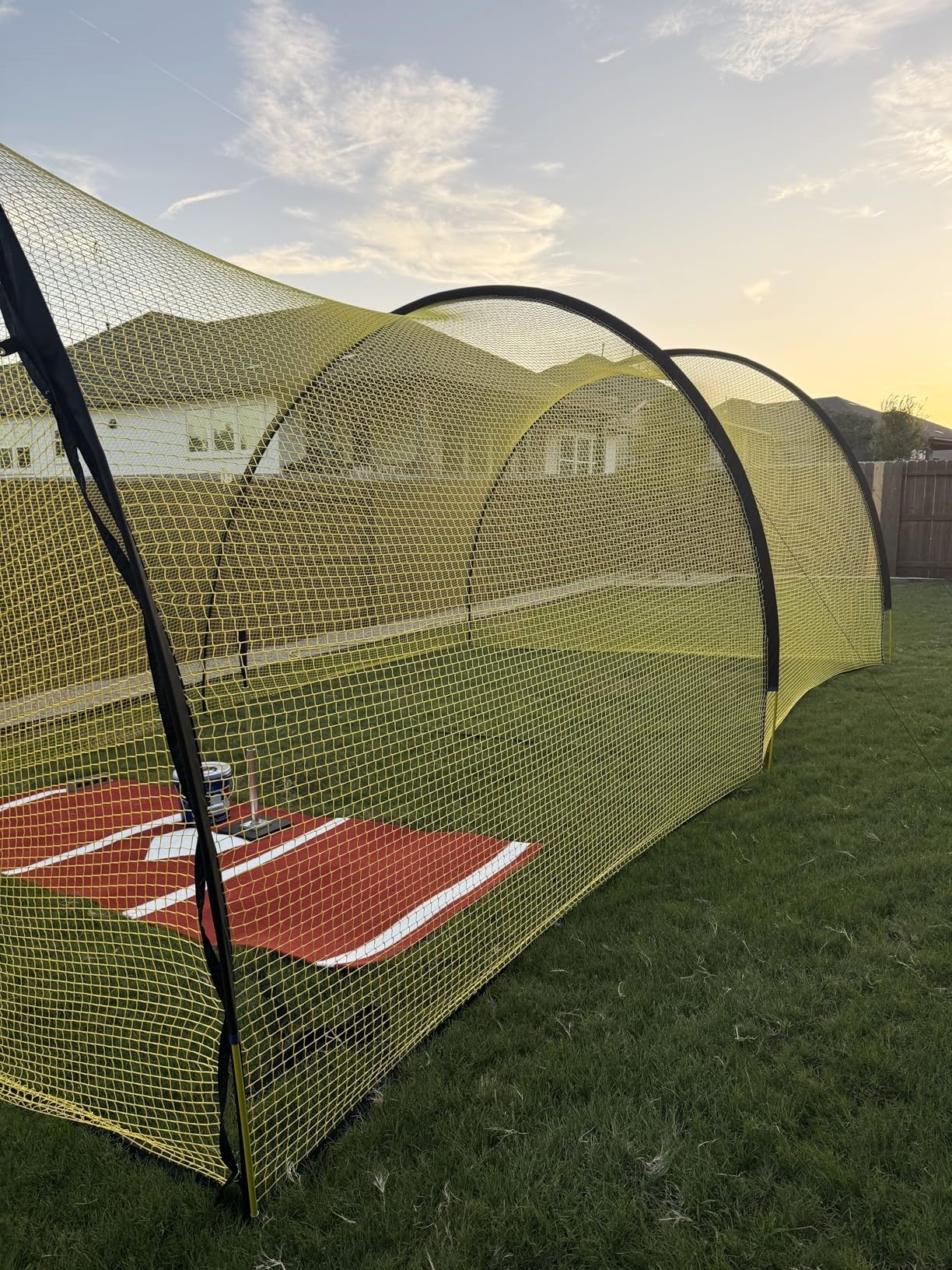 Upgraded 22ft x 12ft x 8ft Baseball & Softball Batting Cage Net with Pitching Machine Hole, 4ply 1.25'' Anti-Tear Netting, 13.4MM Fibreglass Poles, Portable Carry Bag customer photo 2