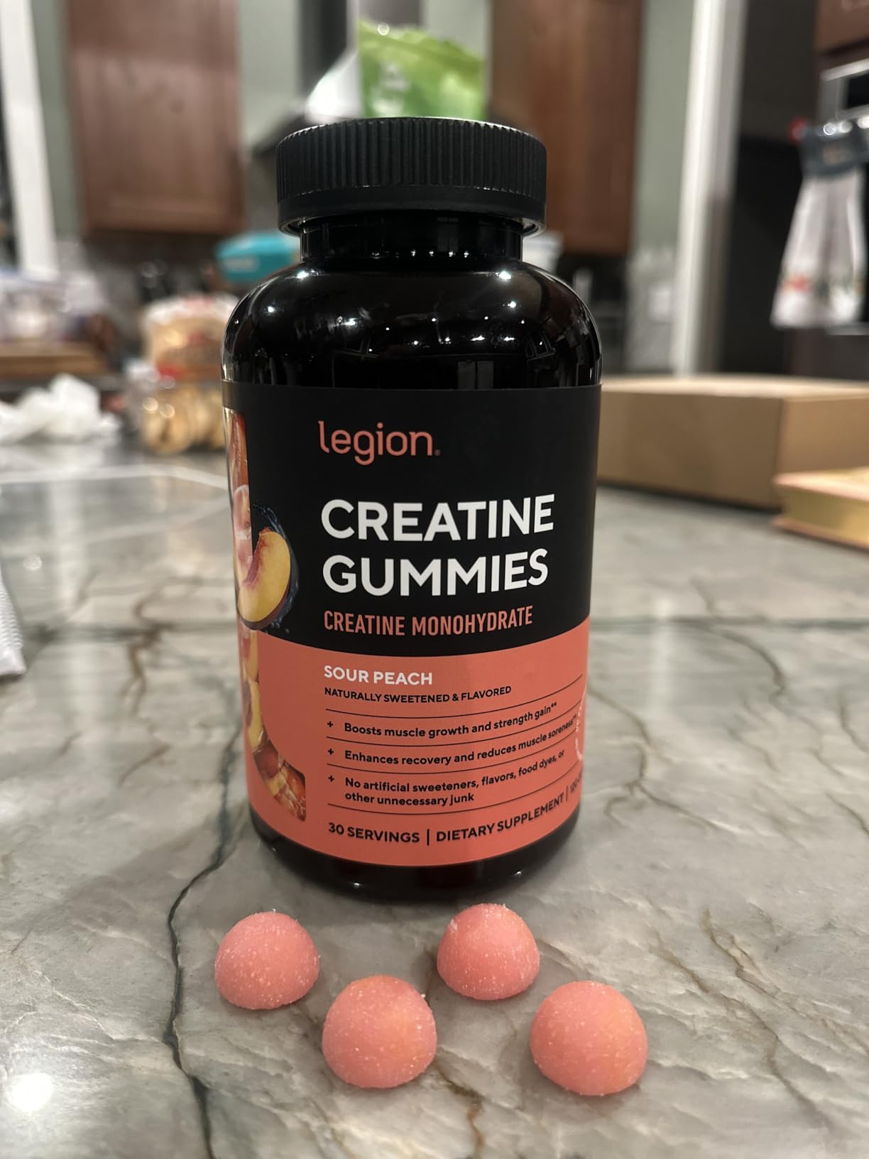 LEGION Creatine Monohydrate Gummies for Men and Women - Clean Creatine Chewables for Muscle Gain, Improving Endurance & Post Workout Recovery - Creatine Supplement for Maximum Absorption (Sour Peach) customer photo 2