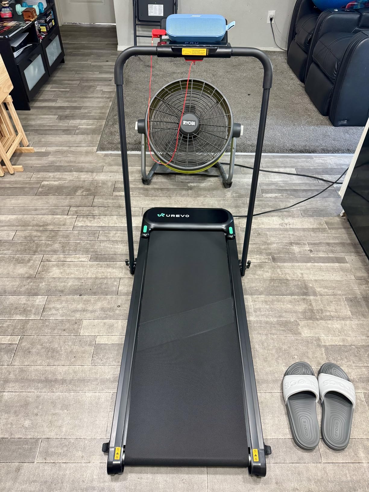 UREVO Strol 2E Smart 2-in-1 Folding Treadmill, Compact Walking Pad with Safety Handle, Plug and Play, Standing Desk Treadmill with Dual LED Display, Smart APP, Walking or Running for Home Office customer photo 2