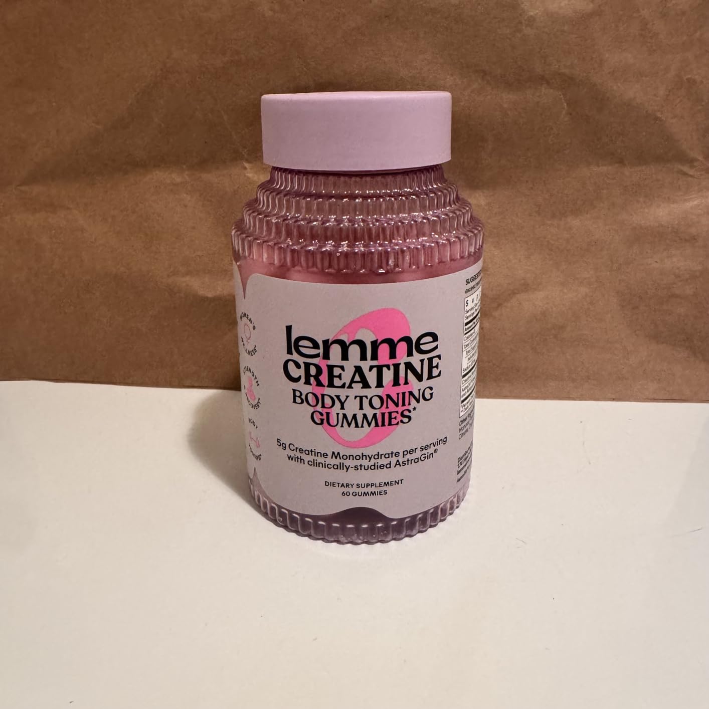 Lemme Creatine Monohydrate Gummies for Women and Men, 5g Dose to Support Lean Muscle, Strength, Recovery, Cognitive Health, w/Ginseng for Absorption, Sour Strawberry, NSF Certified, 60 Gummies customer photo 1