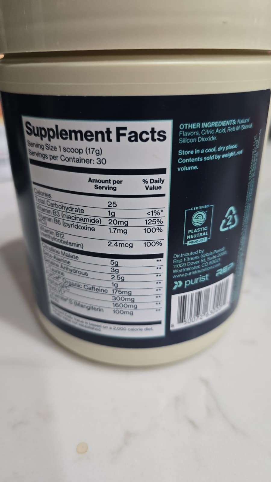 PURIST Pre-Workout Powder | Citrulline, Beta Alanine, Natural Caffeine, Nootropics | Contains Stevia | Sugar Free, NSF Certified | Men & Women, Busy Parents | 30 Servings (Strawberry Lemonade) customer photo 1