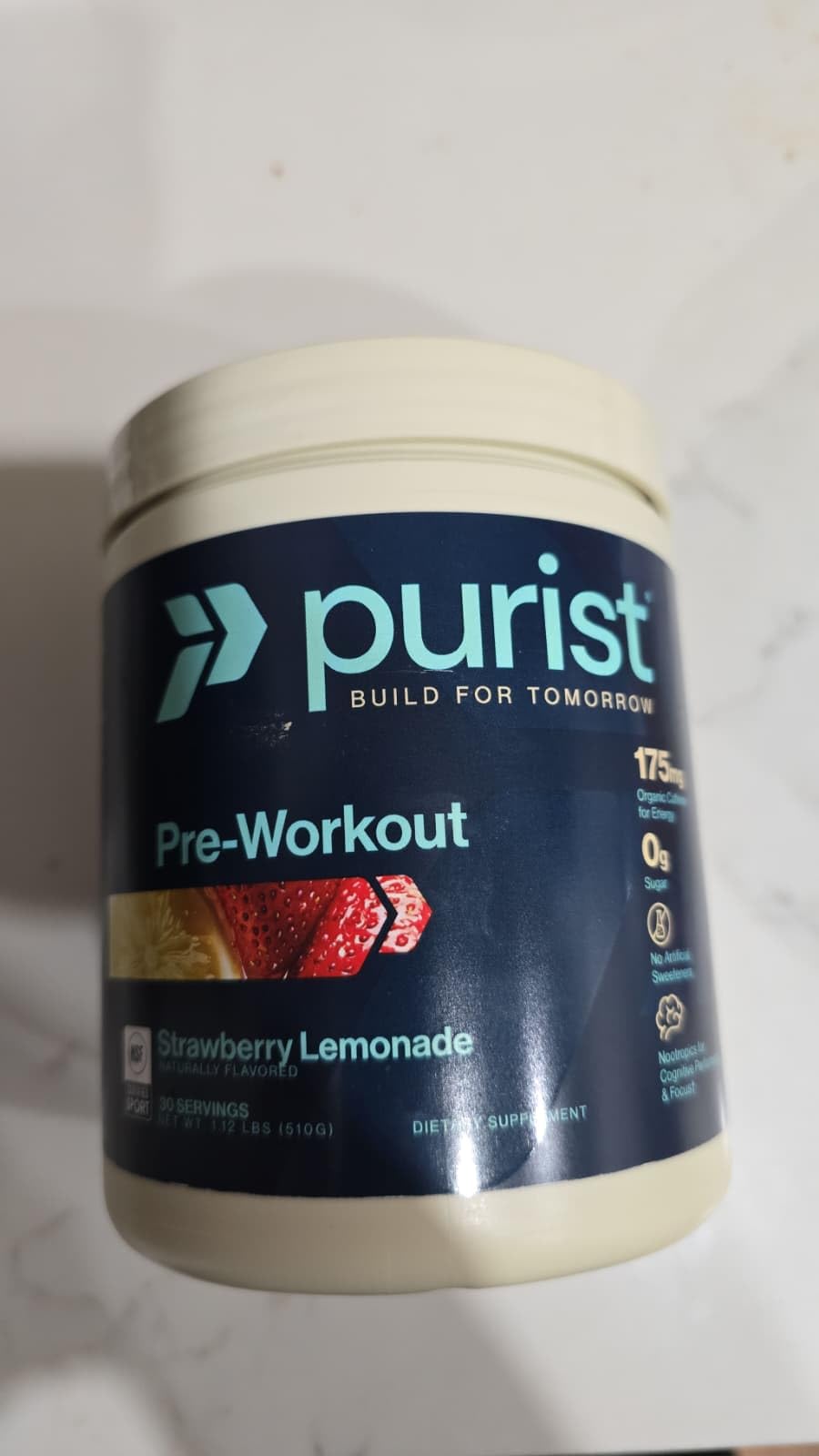 PURIST Pre-Workout Powder | Citrulline, Beta Alanine, Natural Caffeine, Nootropics | Contains Stevia | Sugar Free, NSF Certified | Men & Women, Busy Parents | 30 Servings (Strawberry Lemonade) customer photo 2