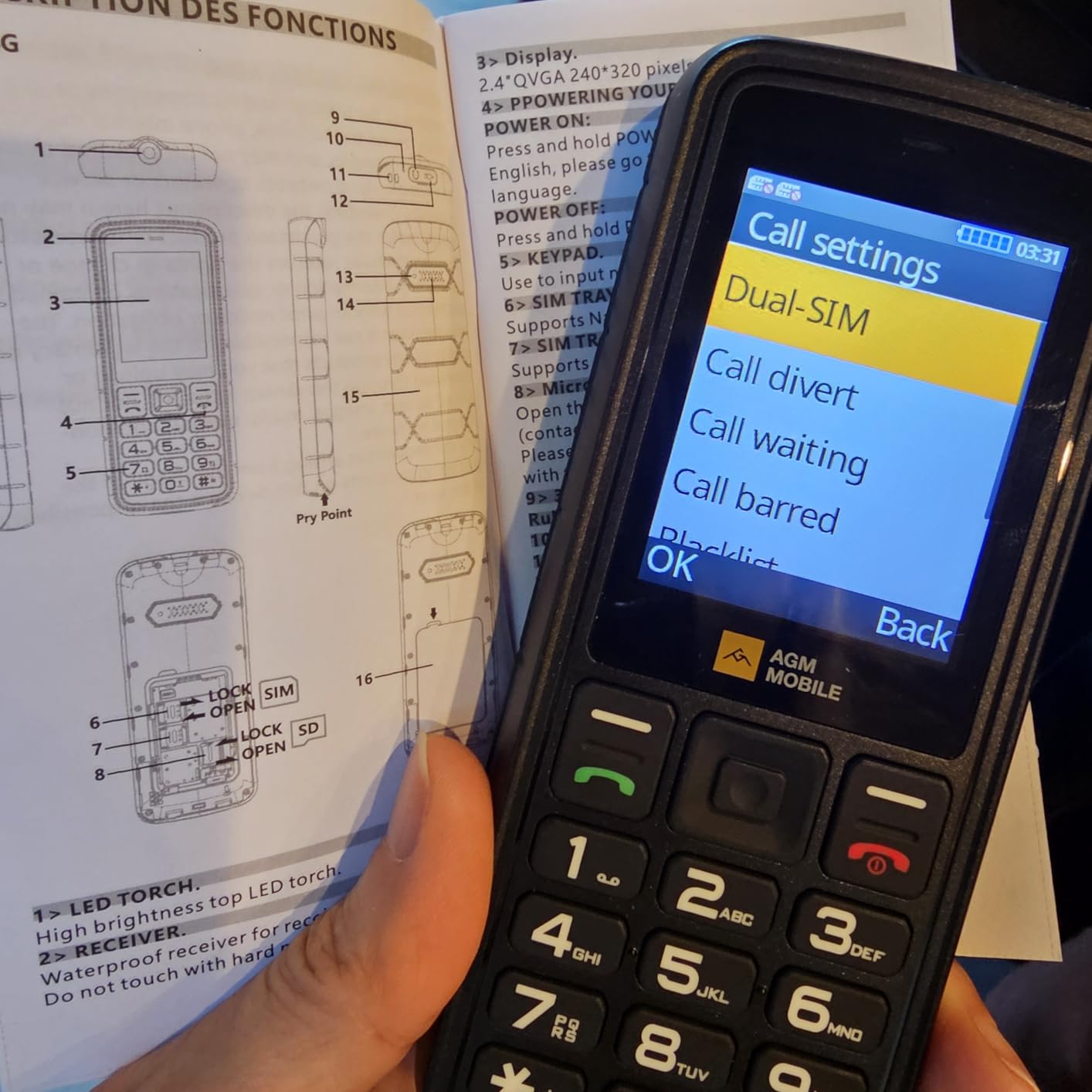 AGM M9 Rugged Feature Phone, 4G Basic Cell Phone, Simple Mobile Phone, Waterproof & Drop-Proof, Large Buttons, Large Fonts, Speed Dial, 3 Card Slots, FM Radio, Flashlight, 1200mAh, for T-Mobile ONLY customer photo 2