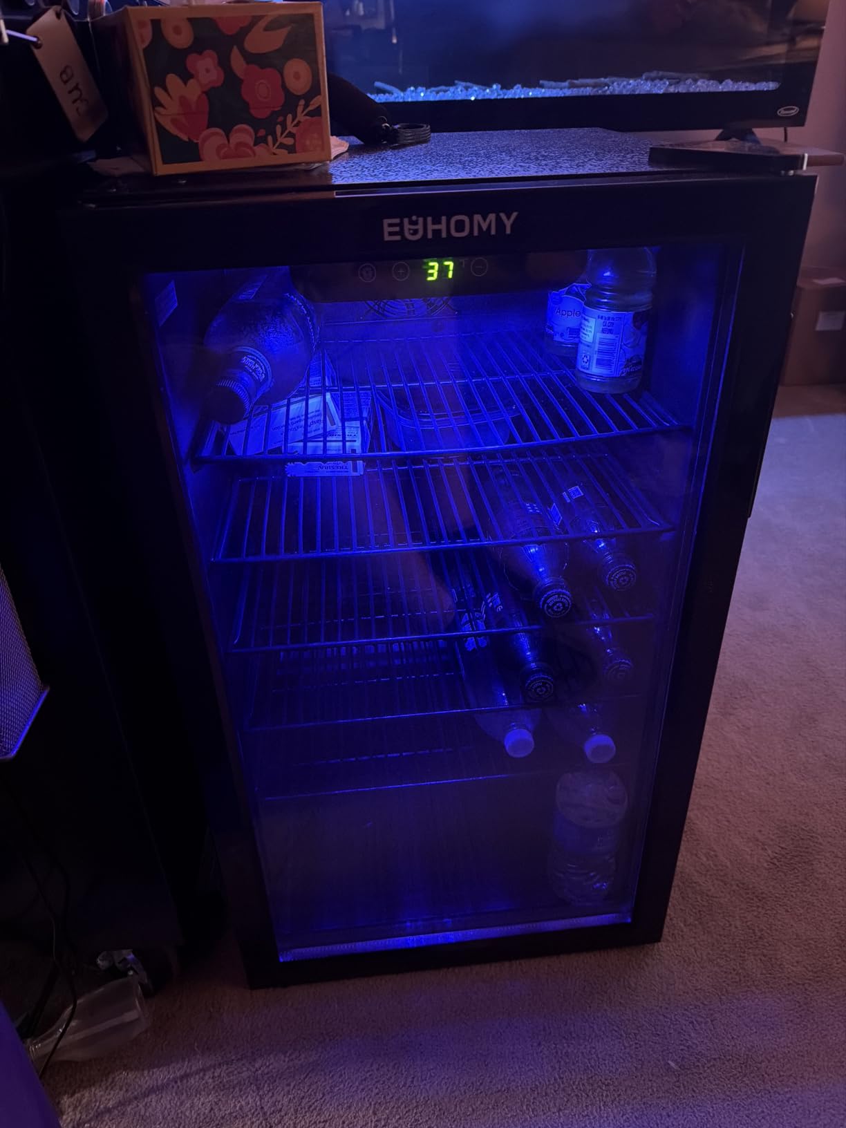 EUHOMY Mini Fridge 130 Can Beverage Refrigerator Cooler Glass Door for Soda Wine Beer, Beverage Cooler for Home, Bar, Office with Digital Temperature Control Removable Shelves, 3.2 Cu.Ft, Silver customer photo 1