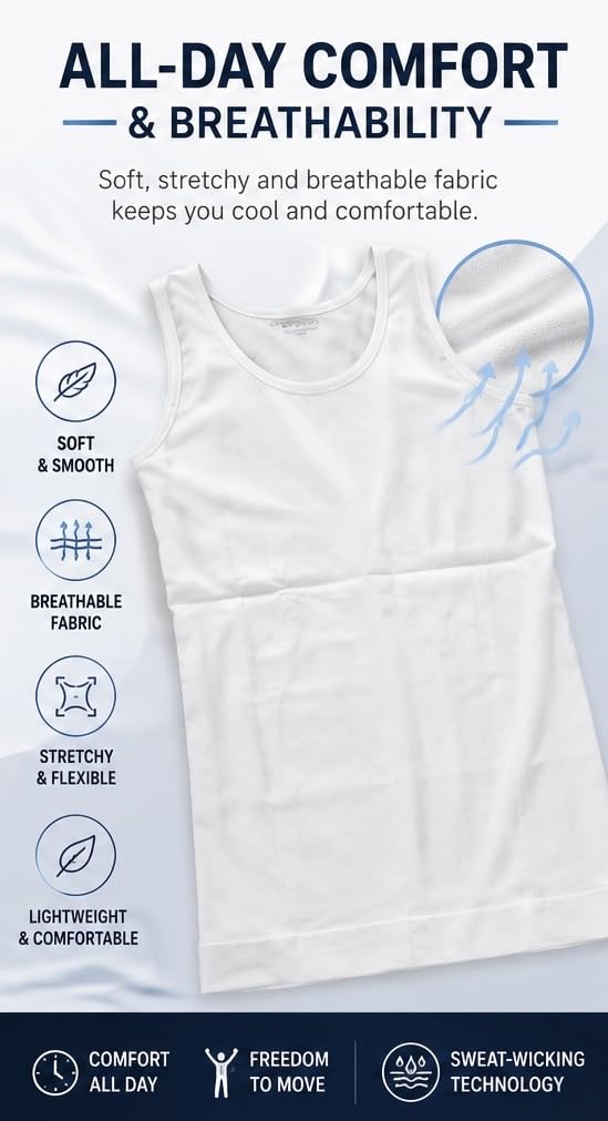3 Pack Compression Shirt Men's Tummy Control Body Shaper Tank Top | Conceals Man Boobs, Slimming Base Layer, Sleeveless Slimming Undershirts, Breathable Sweat-Wicking, for Gym Running Daily Wear customer photo 2