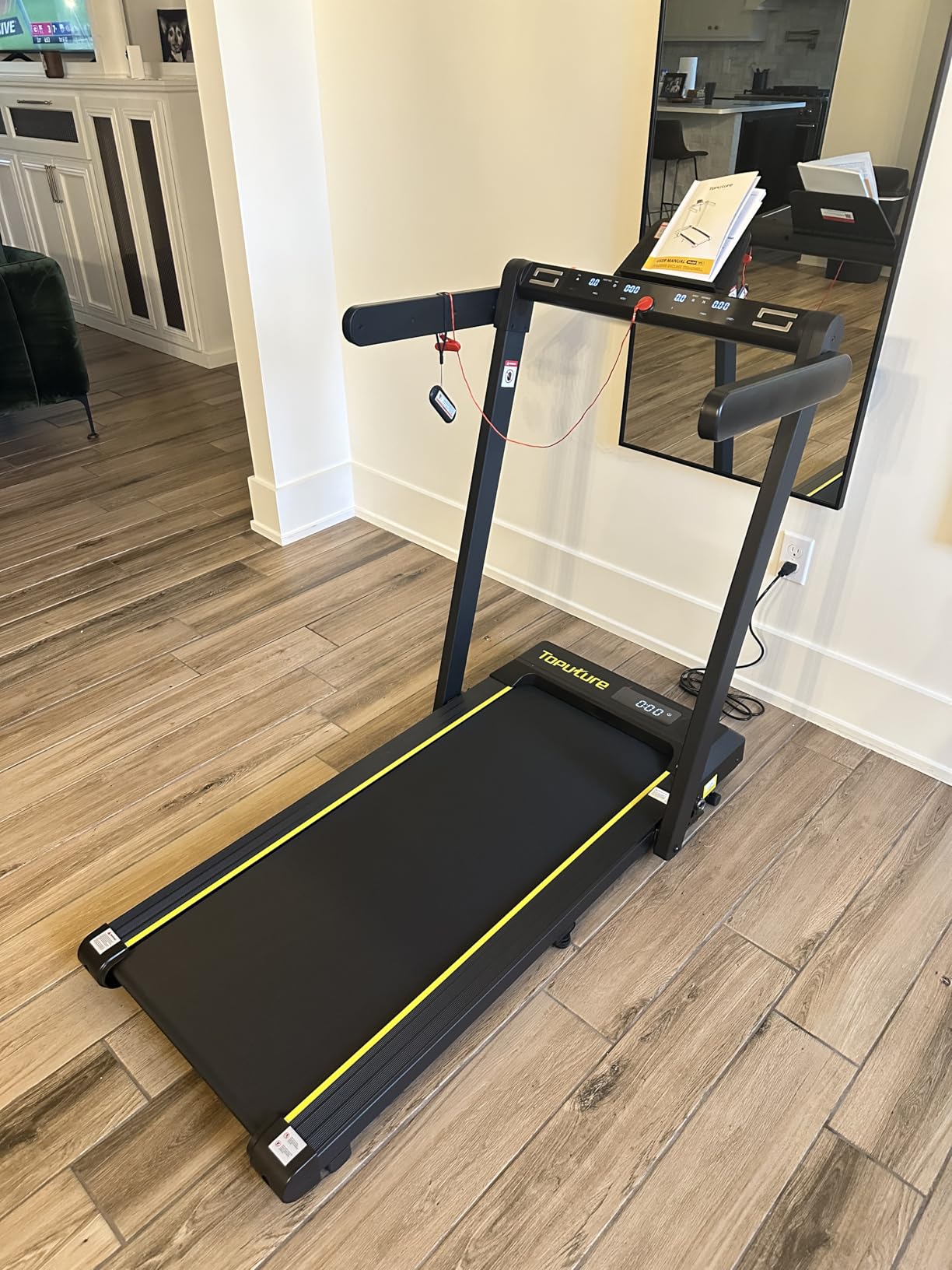 TOPUTURE Walking Pad Treadmill with 12% Incline, 4 in 1 Foldable Treadmill with Handle Bar for Home/Office, Under Desk Treadmills Portable Folding Walking Pad with App and Bluetooth Speaker, 0.6-10MPH customer photo 1