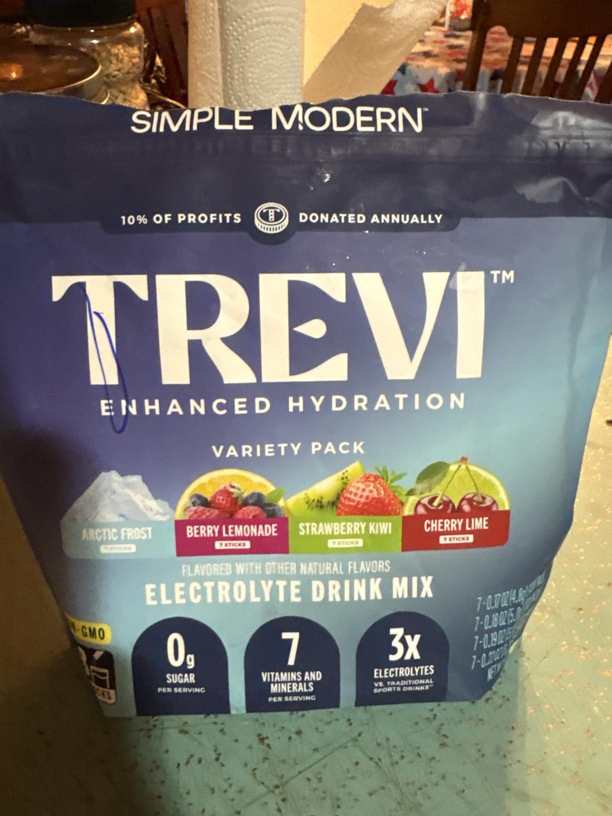 TREVI Everyday Sugar Free Electrolytes - Essential Drink Mix Hydration Powder Packets - 20 Count - Favorites Variety Pack - Sour Cherry, Strawberry Kiwi, Berry Lemonade, Arctic Frost customer photo 1