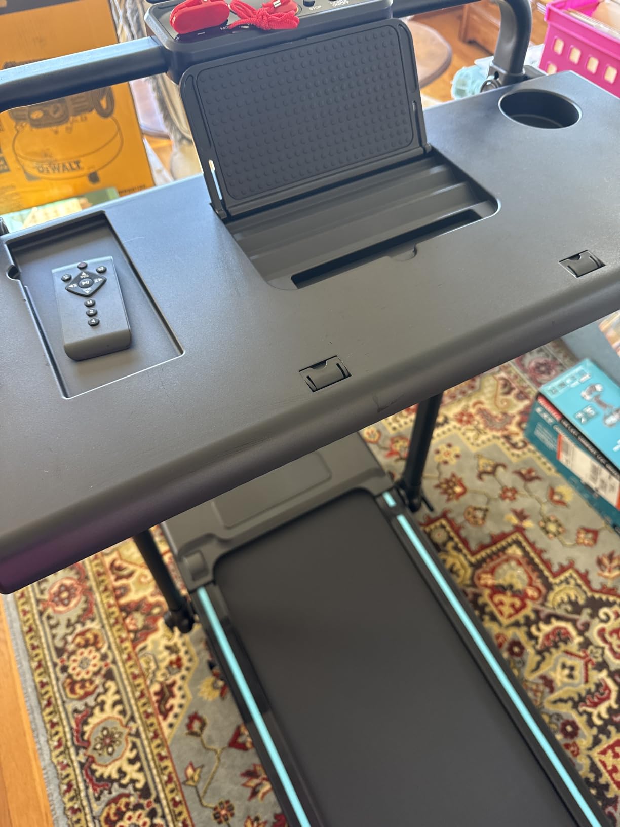 3.0HP Walking Pad Treadmill with Incline 2%-7%-12%, 6 in 1 Foldable Treadmill for Home with Removable Desk, Adjustable Handle Bar, RGB Lights, LED Display, Remote&APP Control, 330LBS Capacity customer photo 1