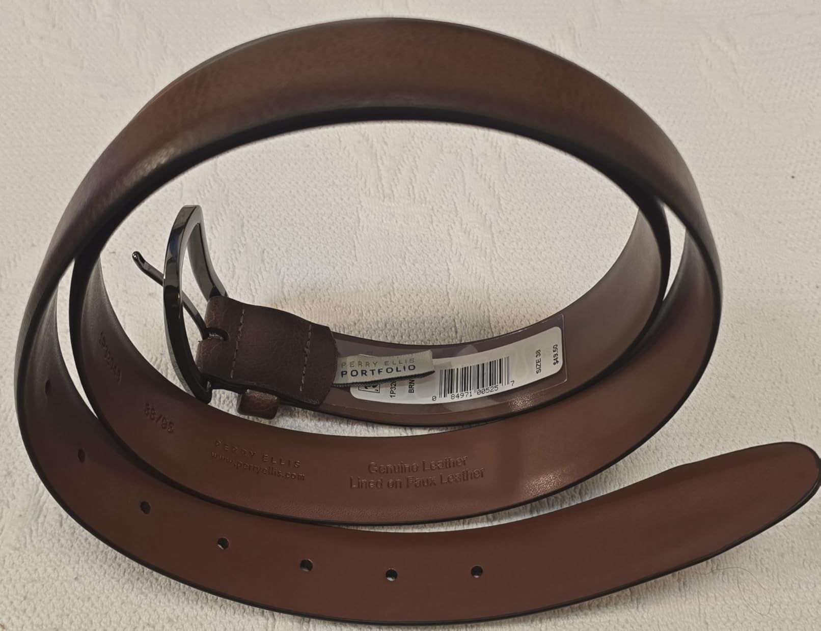 Perry Ellis Portfolio Park Ave Men's Dress Belt, Burnished Edges and Silver Prong Buckle customer photo 1