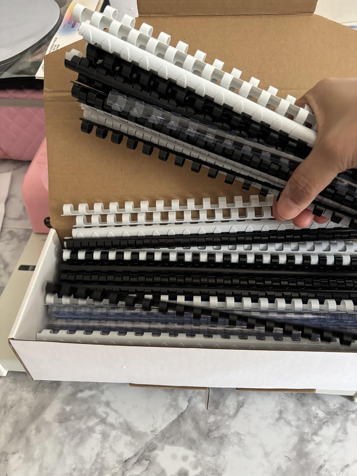 MAKEASY Comb Binding Machine - Punch 12 Sheet, Easy Punch No Jam, Heavy-Duty Metal Build, Book Binder for Office Reports & Home School Projects, Includes 100 Combs, Letter/A4/A5 Compatible customer photo 1