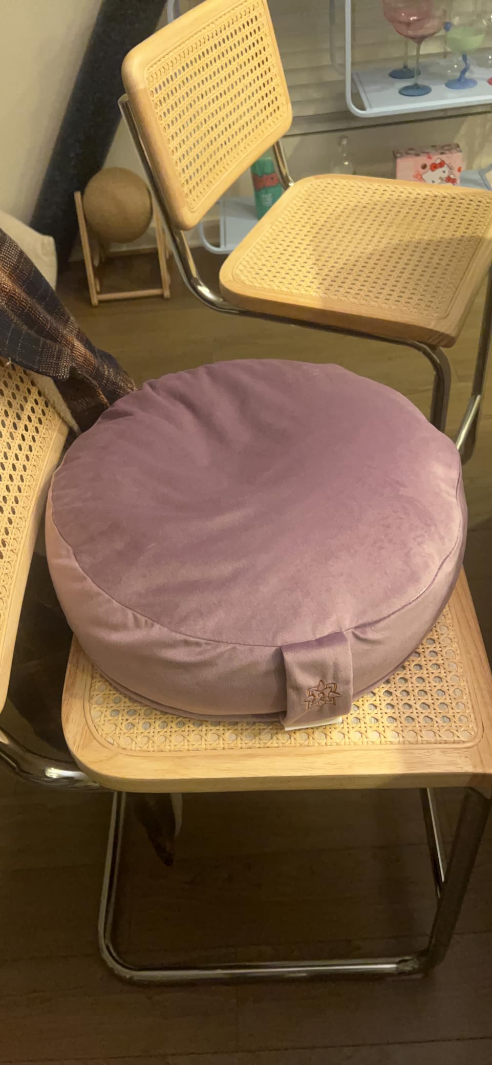 Mindful Modern Velvet Meditation Cushion | Luxe Zafu Yoga Floor Pillow Seat | Posture Support | Buckwheat Hull Filled | Large Round Cushion with Removable Washable Cover + Carry Handle customer photo 2