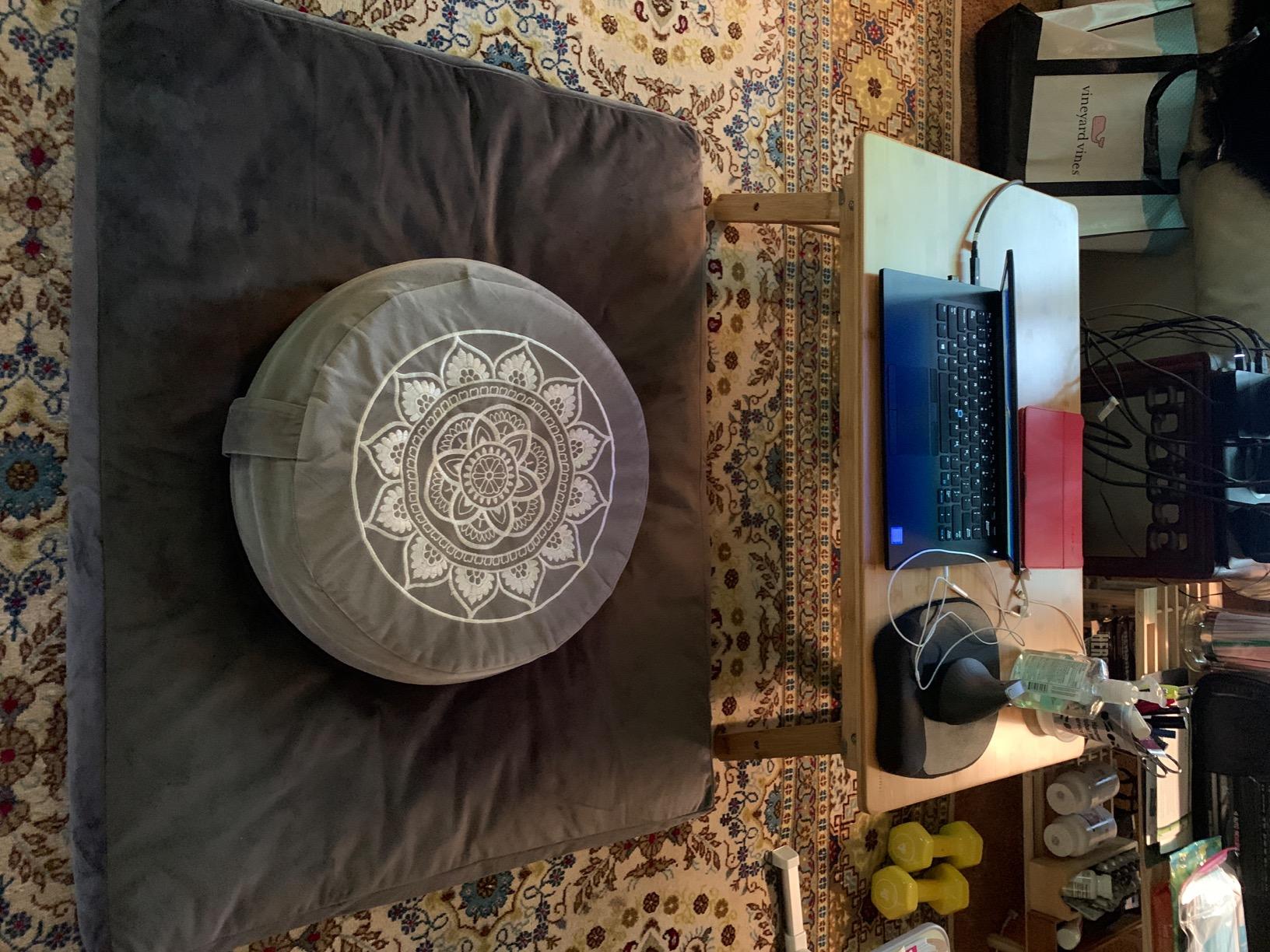 Florensi Meditation Cushion Velvet Floor Pillow with Buckwheat Fill | Buckwheat-filled meditation cushion with soft velvet cover for supportive seating during meditation and yoga customer photo 1