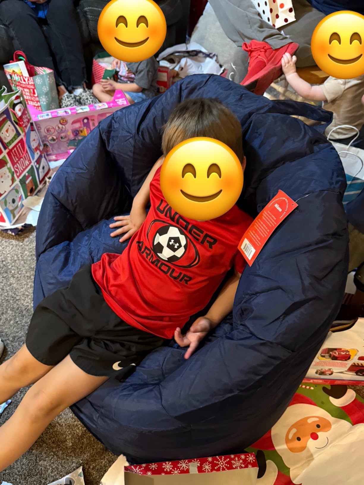 Big Joe Milano Bean Bag Chair for Kids, Teens, Adults, Durable Easy-Clean Navy Smartmax, Lightweight Seat for Reading Nook and Gaming, 2.5 Foot Refillable customer photo 2