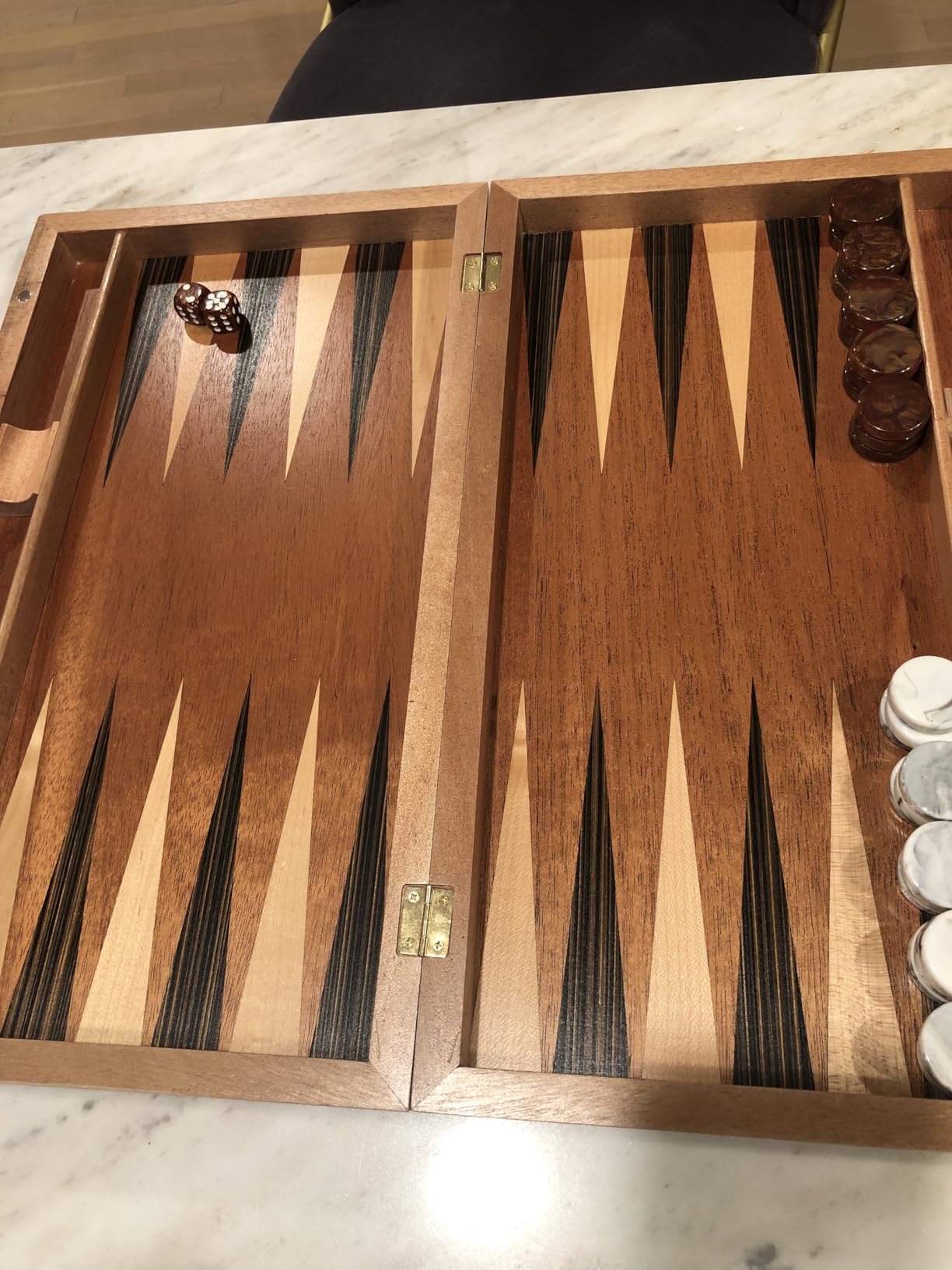 Pointworks 17 Inch Backgammon Sets for Adults. Beautiful Wood Inlaid Backgammon Board Game Set with Unique Checkers & Dice. Large Back Gammon Game Sets Travel Size for 2 Players Nardi or Tavla customer photo 1