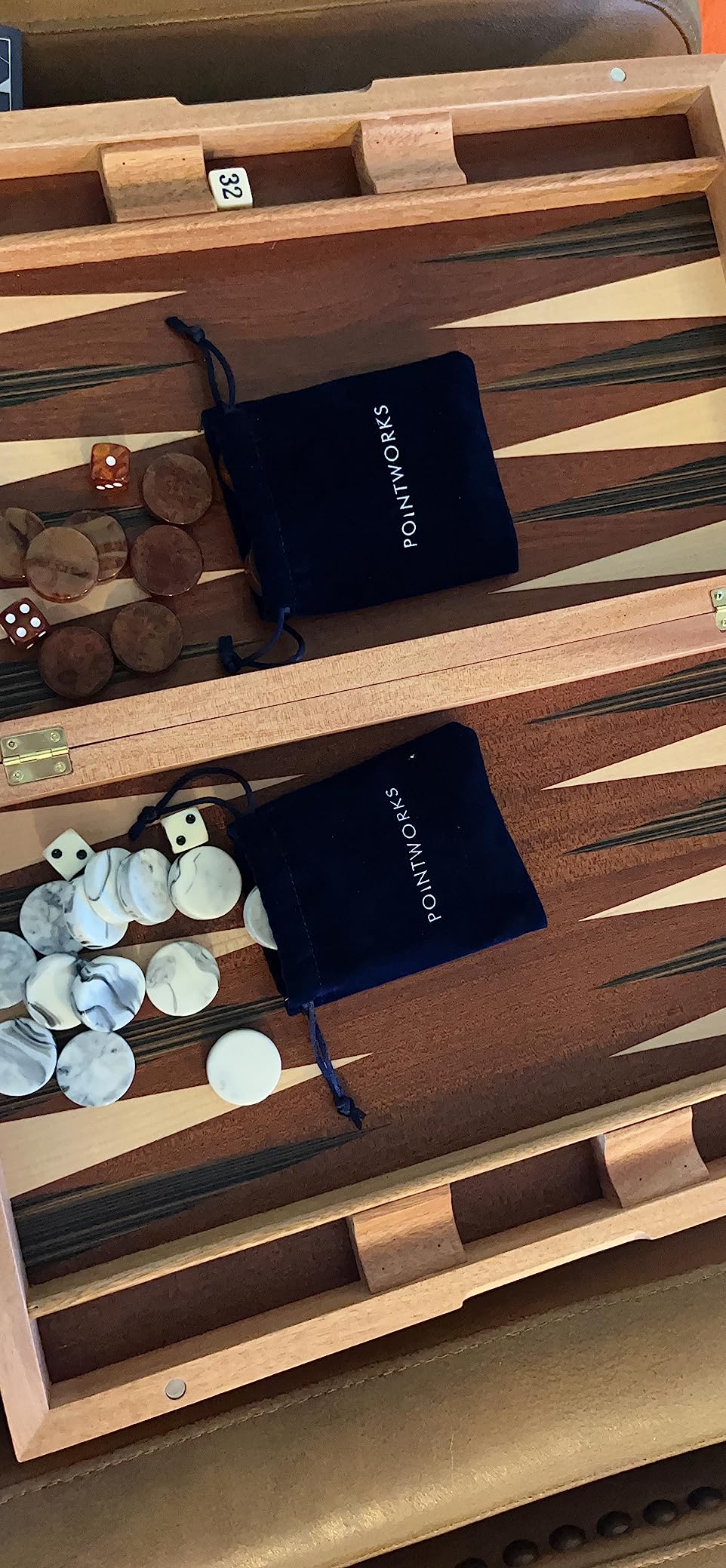 Pointworks 17 Inch Backgammon Sets for Adults. Beautiful Wood Inlaid Backgammon Board Game Set with Unique Checkers & Dice. Large Back Gammon Game Sets Travel Size for 2 Players Nardi or Tavla customer photo 2