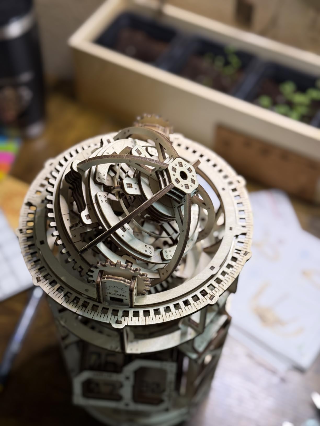 UGEARS Astronomer Table Clock with Tourbillon - 3D Wooden Puzzles for Adults Model Kit - Mechanical Clock Kit Functional DIY Wood Model Kits for Adults, 3D Puzzle for Puzzle Lovers customer photo 2