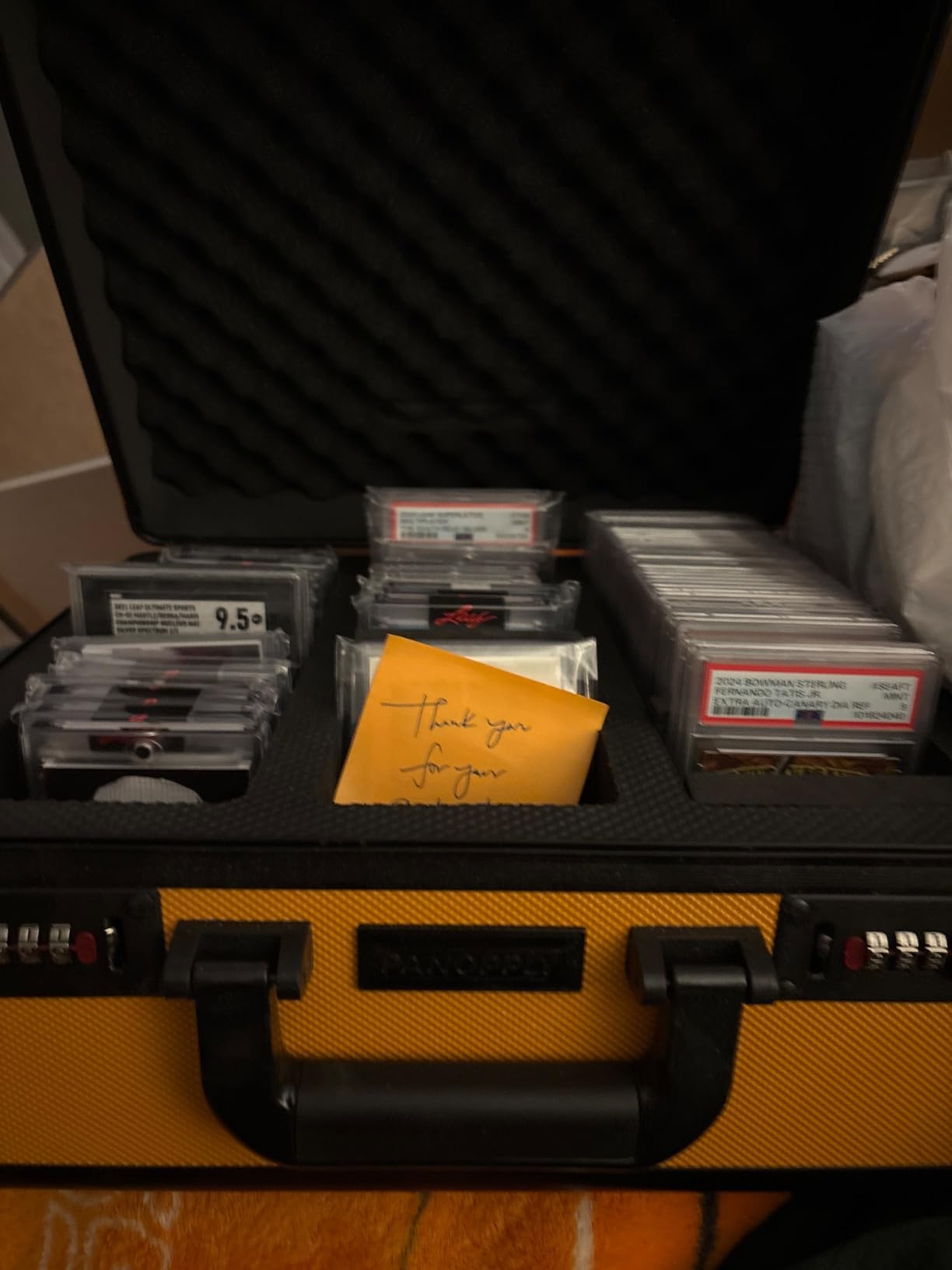 SLAB ARMOR 3 Row Graded Card Storage Box PSA Slab Case For Graded cards Hold 120+ Slabs Graded Card Case PSA Graded Card Storage Sports Baseball Card Collector Gifts TSA approved lock (BLACK) customer photo 1