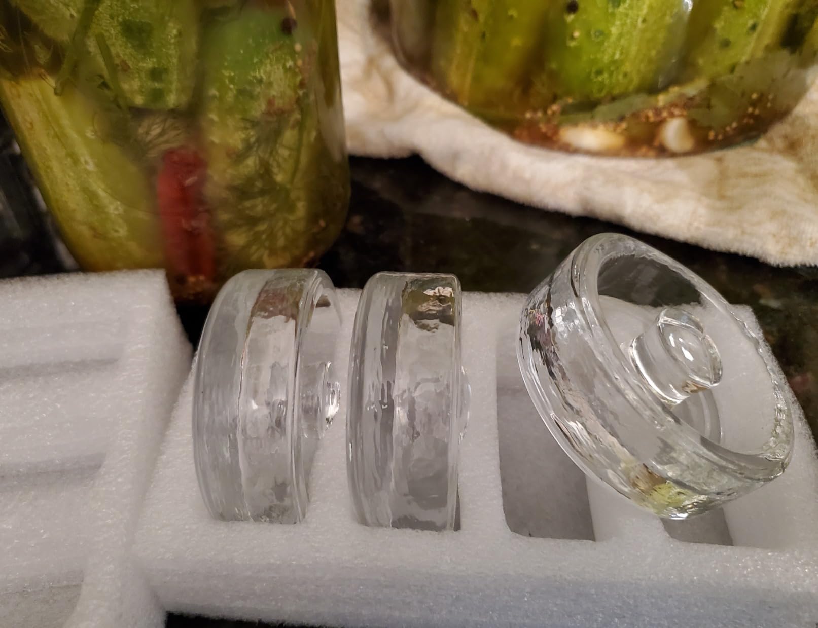 Elementi Glass Fermentation Weight Set of 4 - Easy Grip Fermenting Weights, Perfect Fit for Wide Mouth Mason Jars, Durable Soda-Lime Glass for Sauerkraut, Kimchi & More - Pickling & Canning Weights customer photo 2