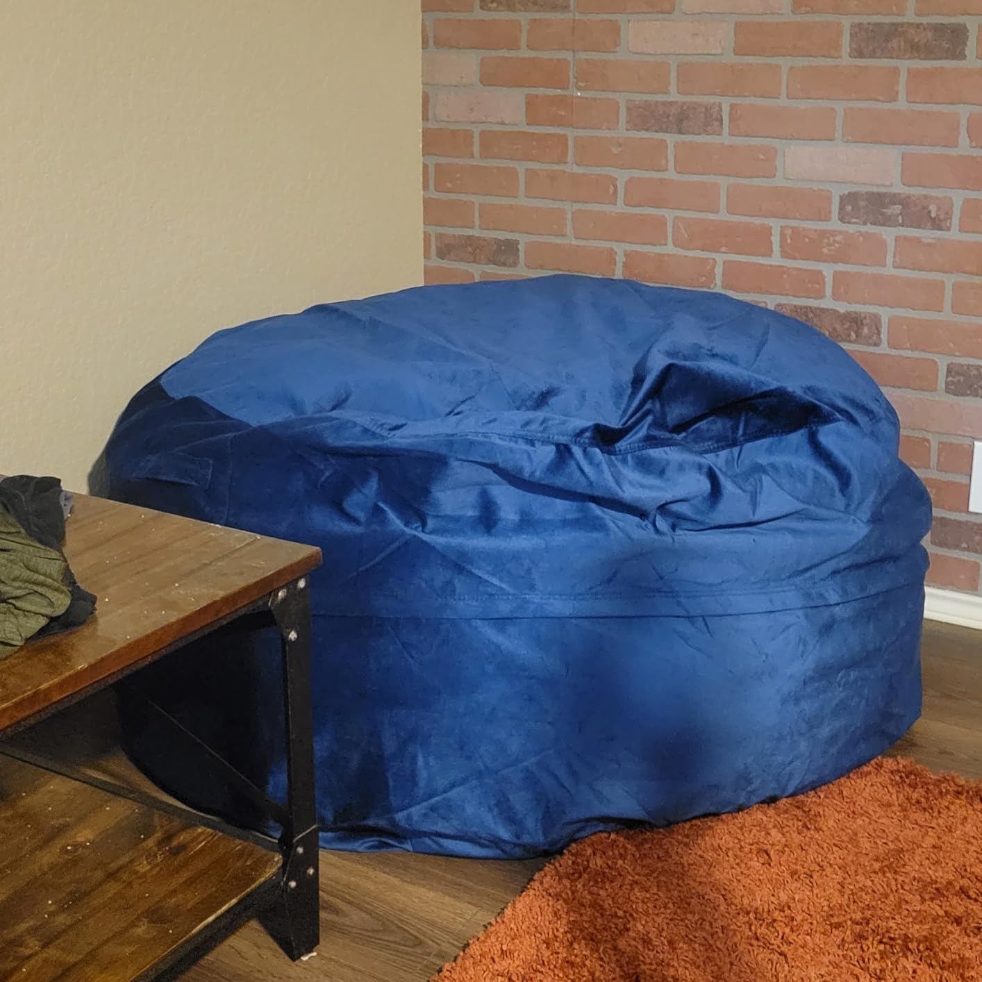 Homguava 5FT Bean Bag Chairs for Adults, Giant Adult Bean Bag Chair, BeanBag | Beanbag Chair with Foam Filled, Bean Bag Sofa with Handle & Pocket, Washable Velvet Cover for Bedroom, Living Room - Grey customer photo 2