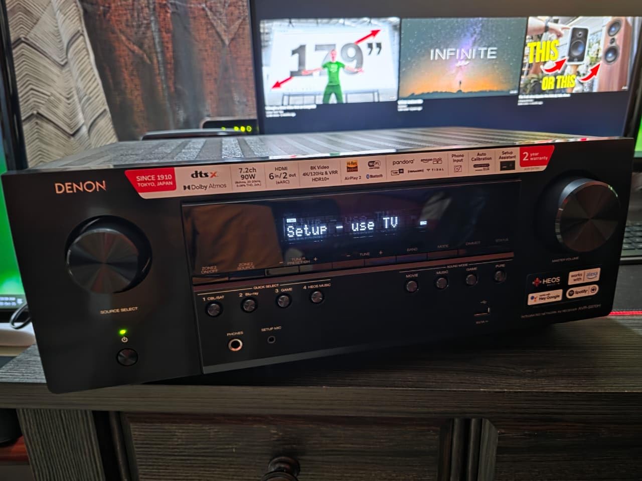 Denon AVR-S970H 7.2 Channel 8K UHD AV Receiver (90W x 7), Wi-Fi, Bluetooth | Built for Gaming, Audio & Video HEOS Multi-Room Streaming, Dolby Atmos, DTS:X, HDR10+, Dolby Vision, Dynamic HDR, HDMI 2.1 customer photo 2