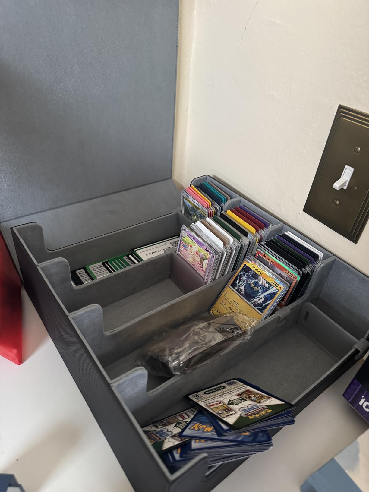 UAONO Trading Card Storage Box Holds 2400+ Cards, PU Leather Card Organizer with 10 Dividers customer photo 1