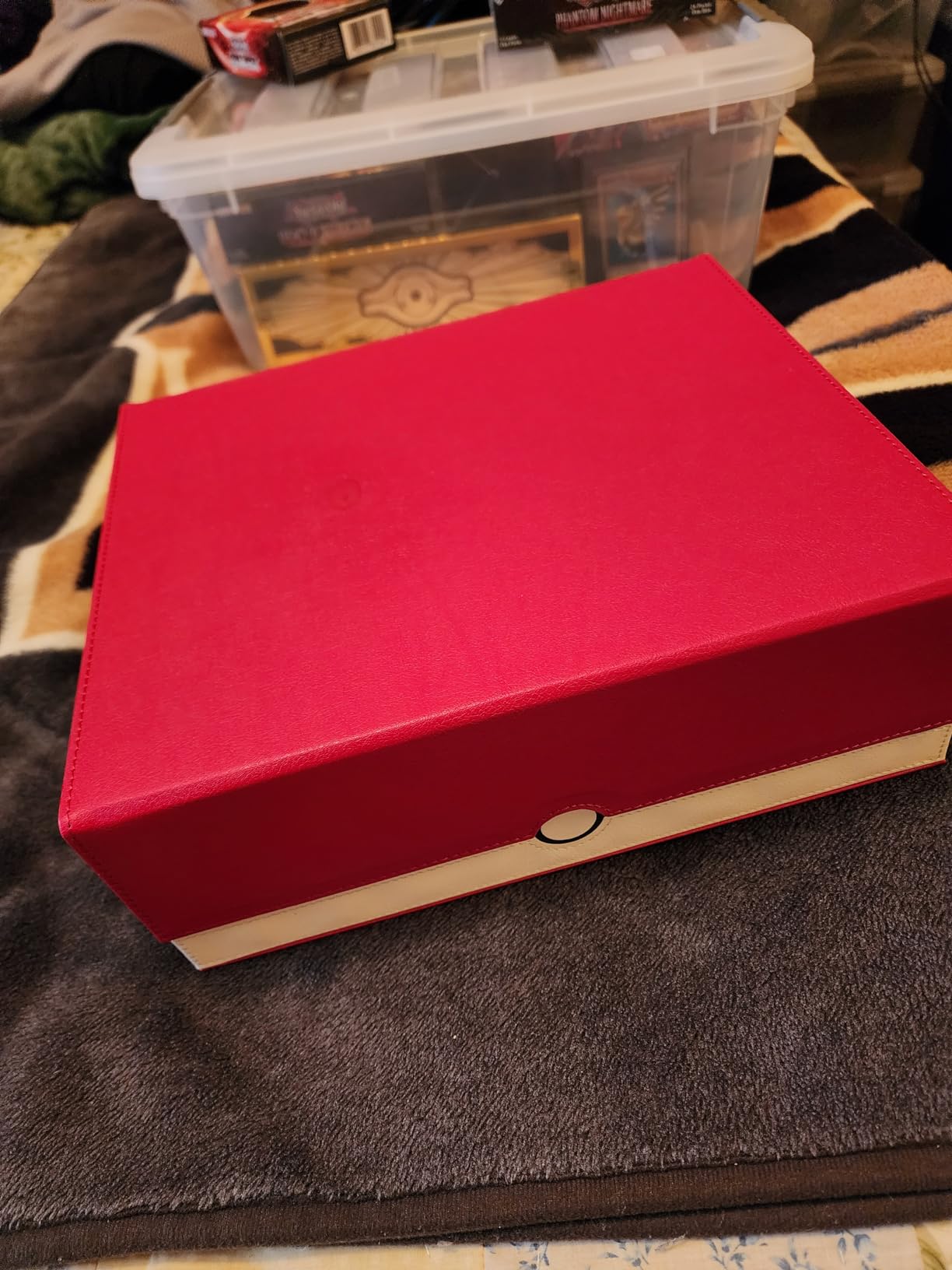 UAONO Trading Card Storage Box Holds 2400+ Cards, PU Leather Card Organizer with 10 Dividers customer photo 2