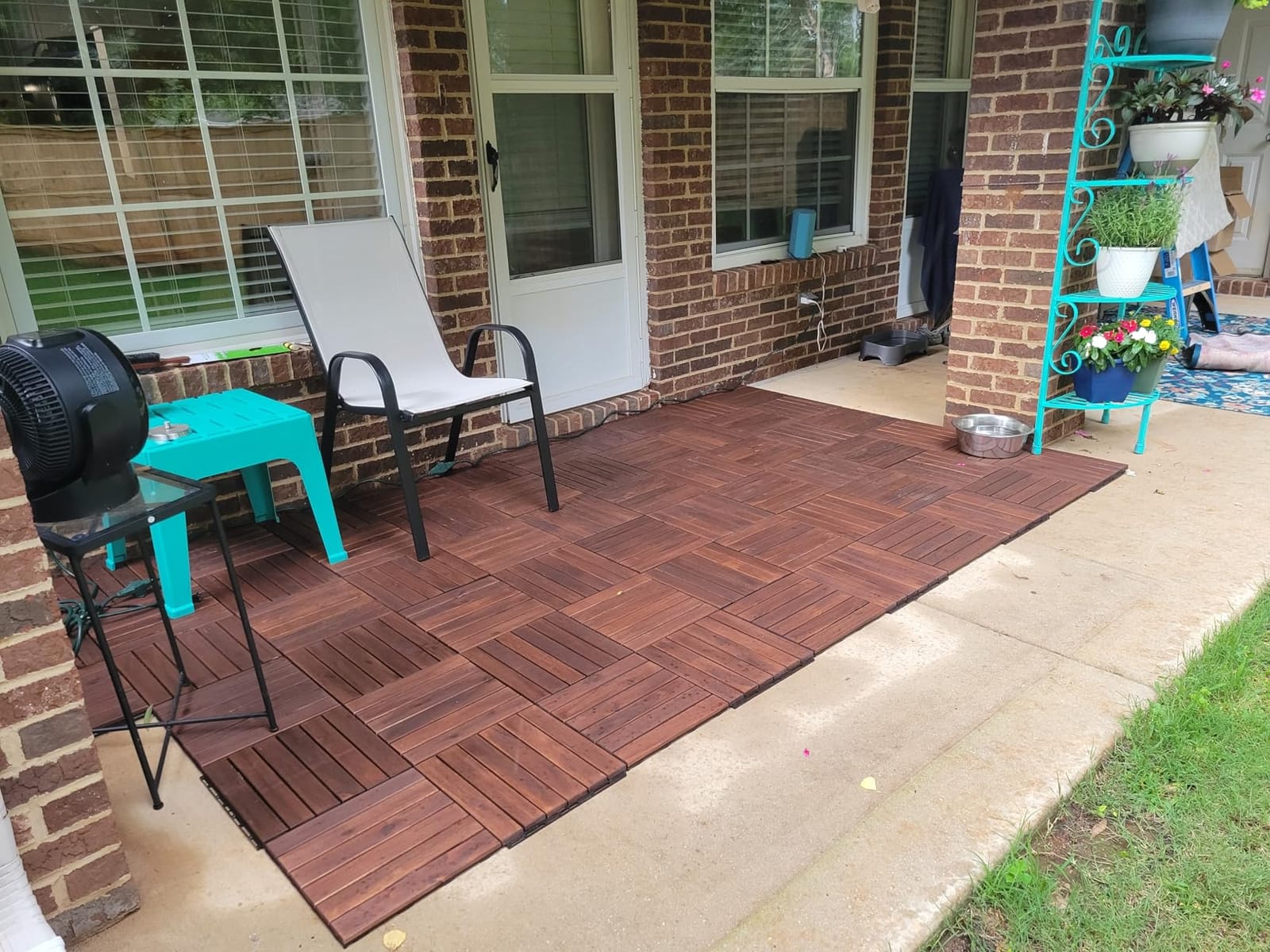 THYOI Premium Deck Tiles, 10 Pcs Patio Flooring - Golden Teak - Crossed, Acacia Wood customer photo 2