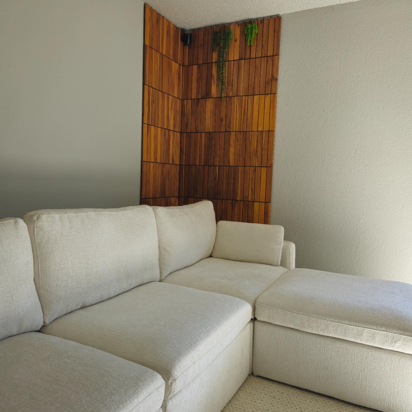 Teak Deck Tiles (Pack of 9) Hardwood Interlocking Patio Deck Tiles, 12 Slat, Natural customer photo 1