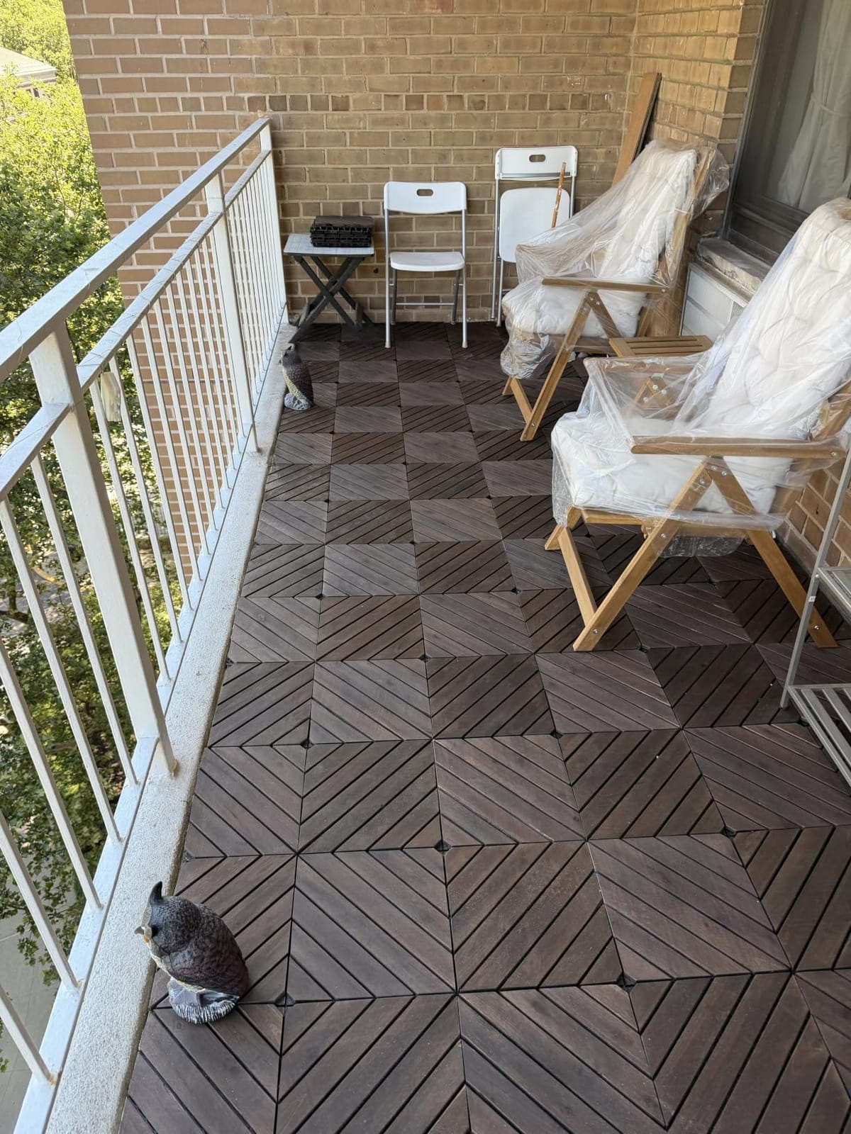 PrimeZone 27 PCS Solid Acacia Wood Interlocking Patio Deck Tiles Outdoor, Diagonal, Natural Wood customer photo 2