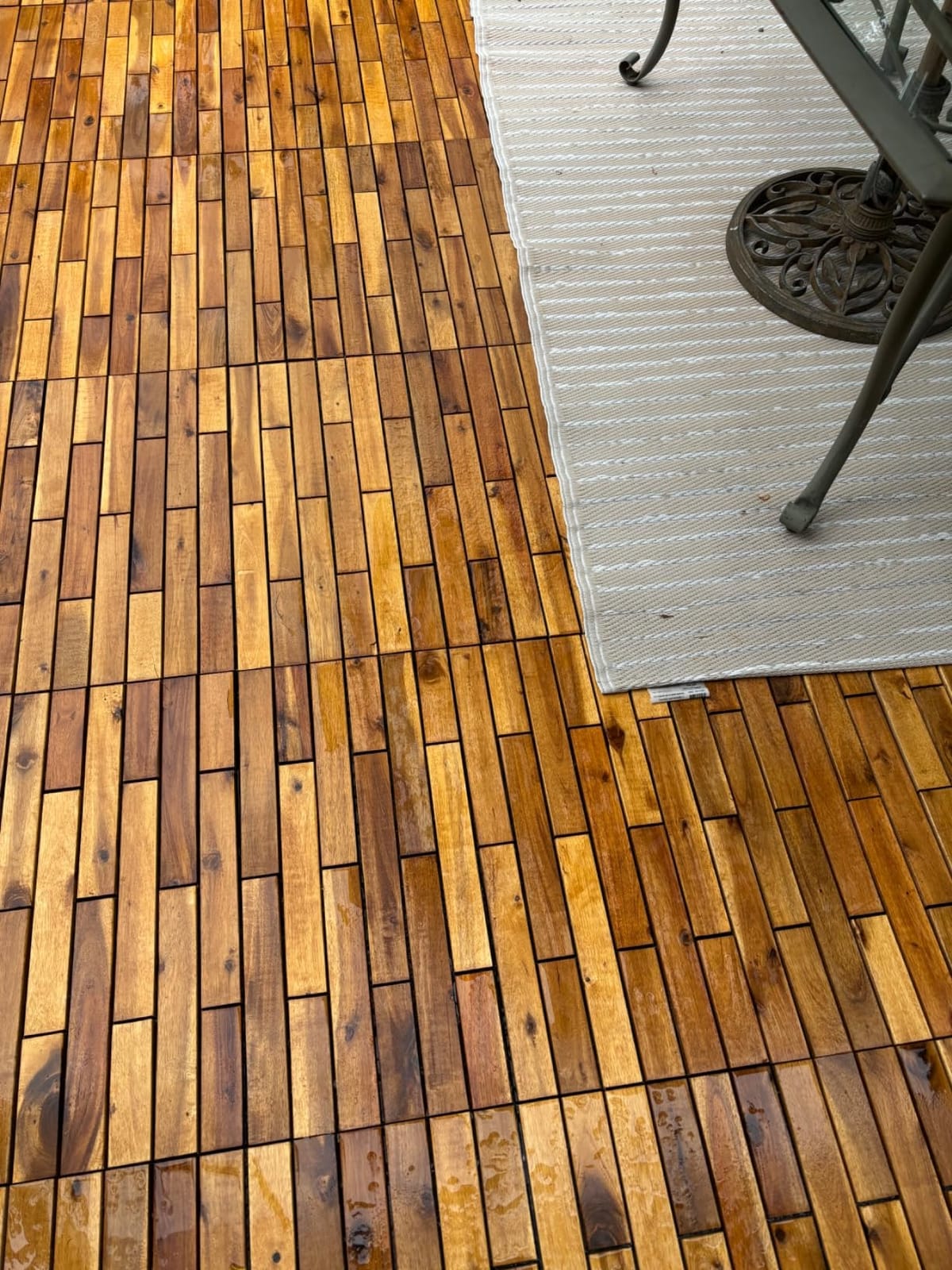 Majestick Goods 12-Pack Longboard Acacia Wood Interlocking Deck Tiles, 24 x 12 in. customer photo 2