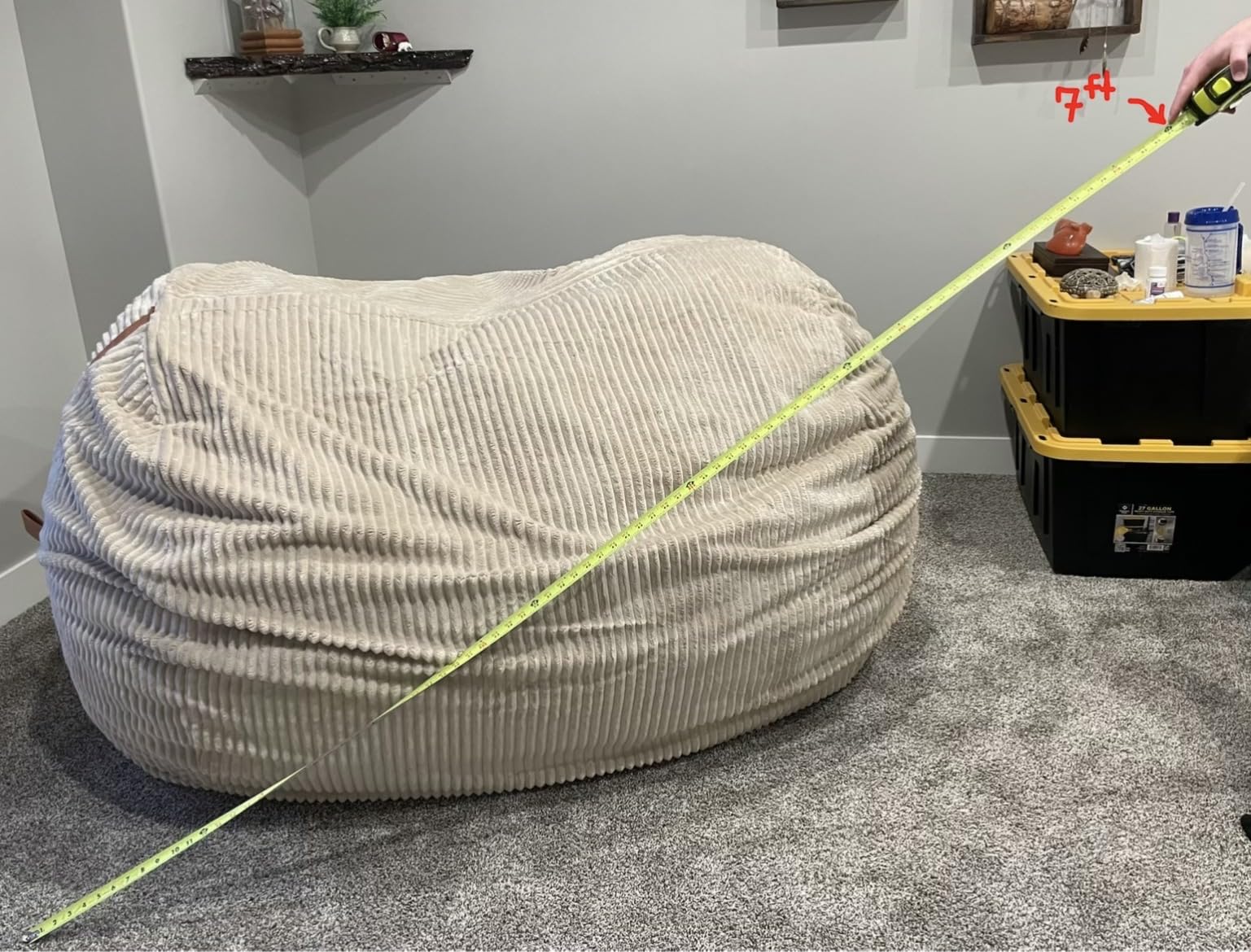 Big Joe Fuf 8Ft Giant Foam Bean Bag Chair, Oversized Couch with Removable Cover for Kids, Teens, Adults, Vanilla Latte Corded Plush, 8 Foot customer photo 2