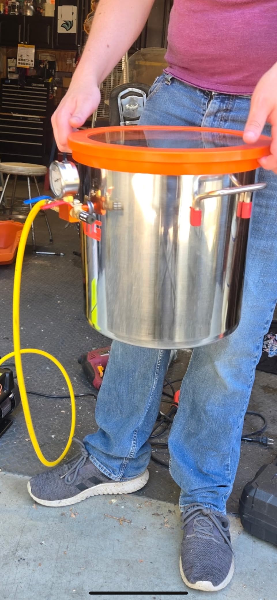 VTG VOGTEN 5 Gallon Vacuum Chamber with Pump, Degassing Chamber Kit with 4.5 CFM 1/3HP Vacuum Pump, for Stabilizing Wood, Degassing Resin, Silicone, Epoxies customer photo 2