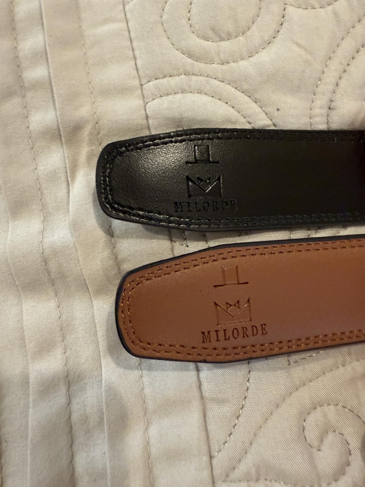 MILORDE Men's Leather Dress Belt 2Pack, Handmade, Genuine Leather, Fashion & Classic Designs for Work Business and Casual customer photo 1