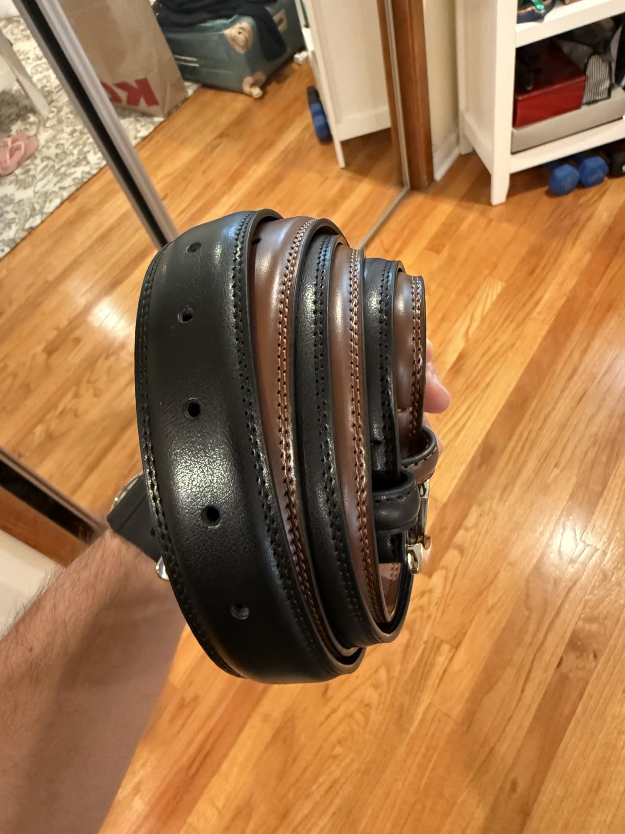 MILORDE Men's Leather Dress Belt 2Pack, Handmade, Genuine Leather, Fashion & Classic Designs for Work Business and Casual customer photo 2