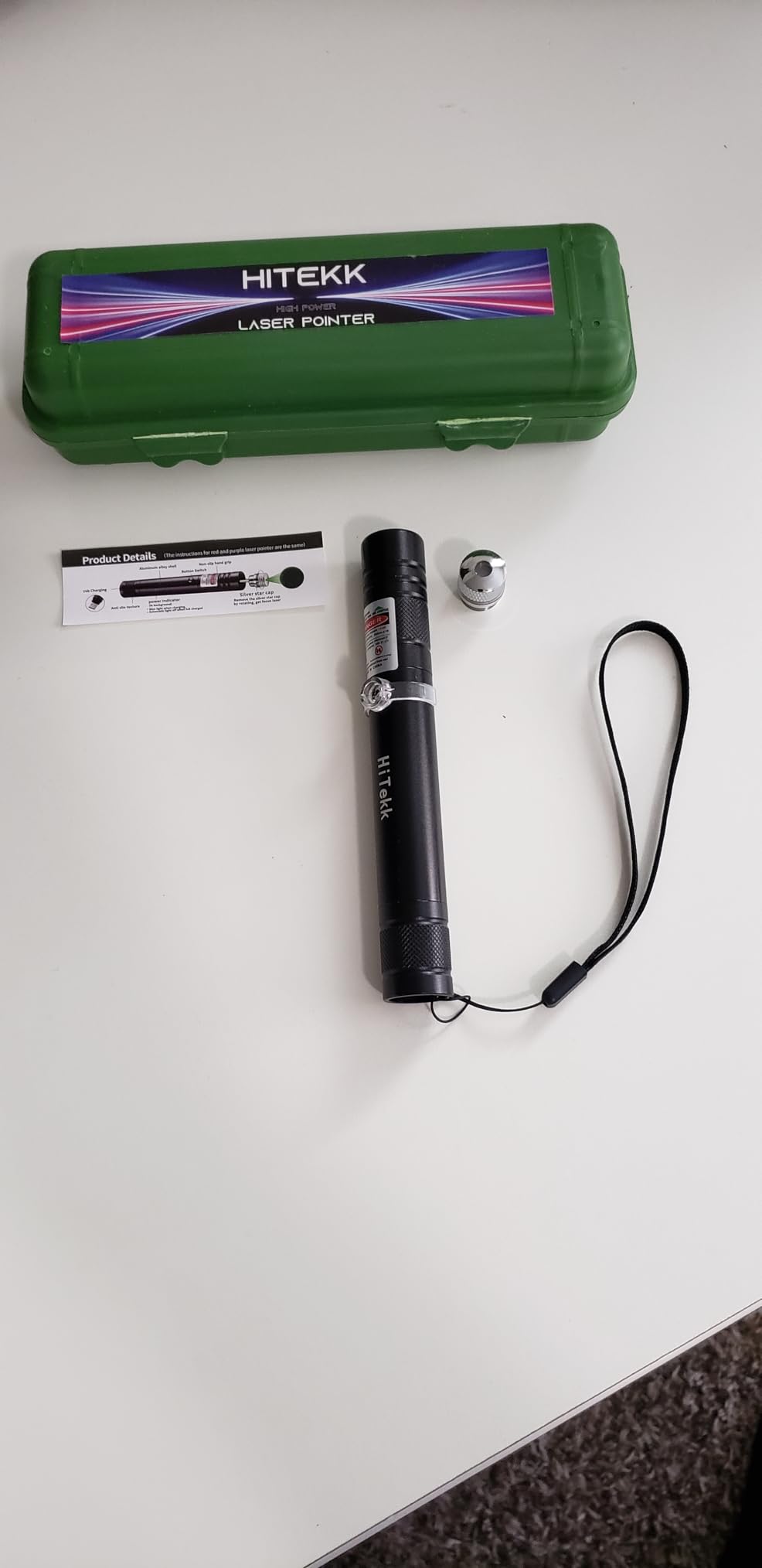 HITEKK High Power Green Laser Pointer | Tactical Long Range Green Laser Pointer | Single Press On/Off Tactical Lazer Pointer | Rechargeable Lazer Pointer and Carrying Case (X1) customer photo 1