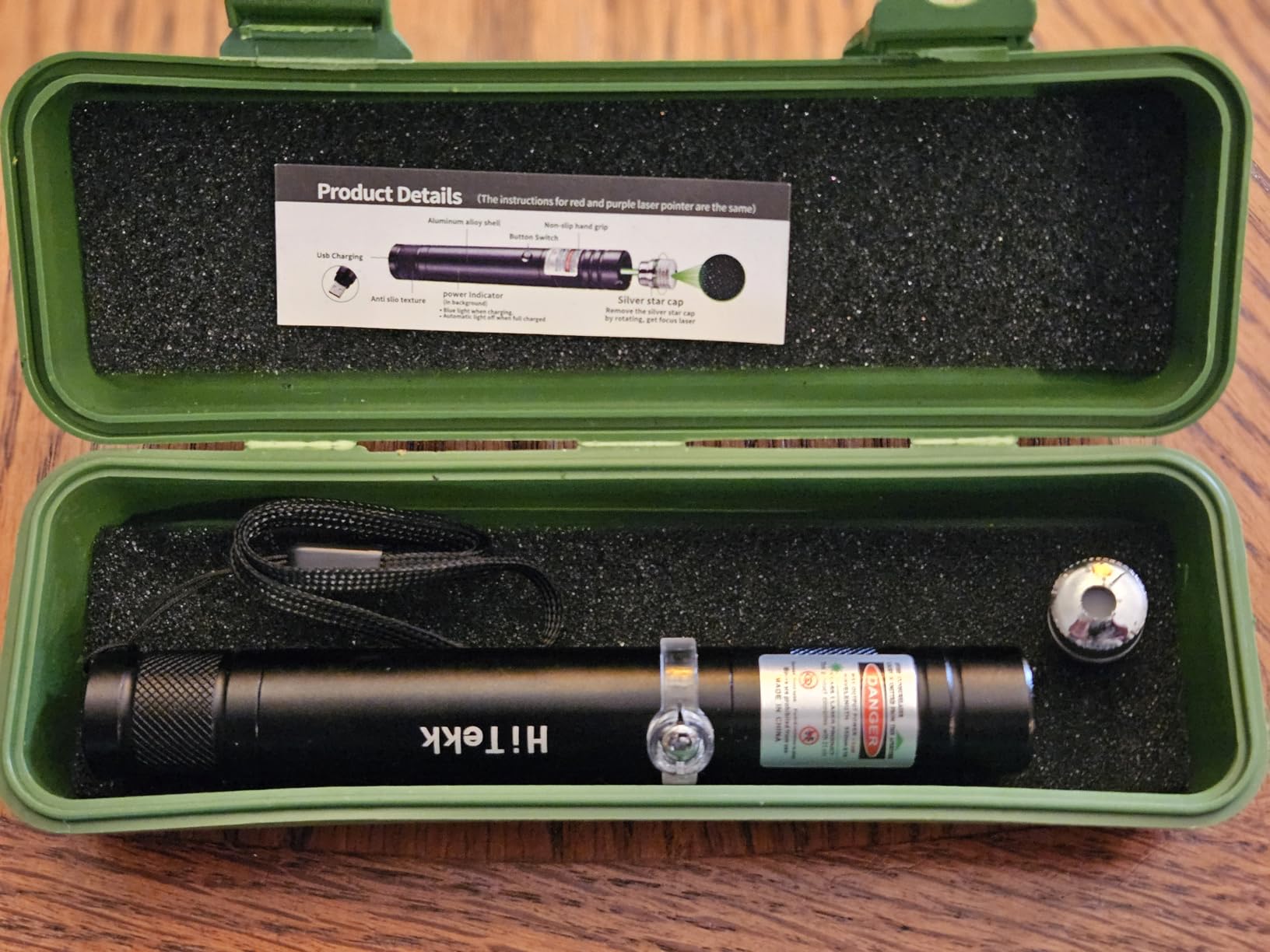 HITEKK High Power Green Laser Pointer | Tactical Long Range Green Laser Pointer | Single Press On/Off Tactical Lazer Pointer | Rechargeable Lazer Pointer and Carrying Case (X1) customer photo 2