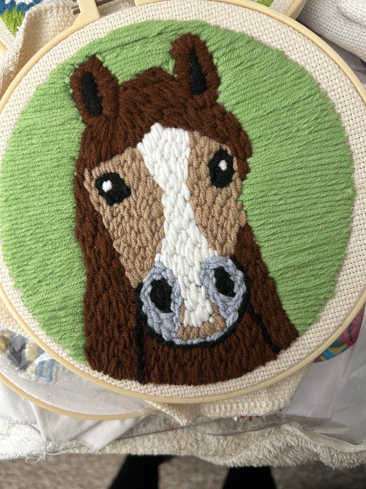 DIY Punch Needle Kit Highland Cow with Daisy Flower with Hoop 20x20cm - Pattern Stamped Embroidery Punch Needle Starter Craft Set for Adults customer photo 1