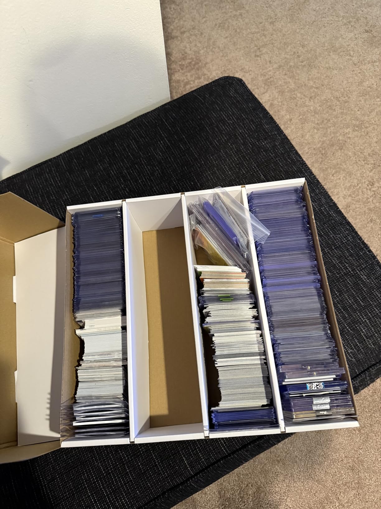 4 Pack Sports Card Boxes 3120 Count Cardboard Card Storage Box White Bulk Card Storage Baseball Card Boxes with 10 Dividers Sports Cards Storage Box for Card Game Baseball Card Storage Boxes customer photo 1