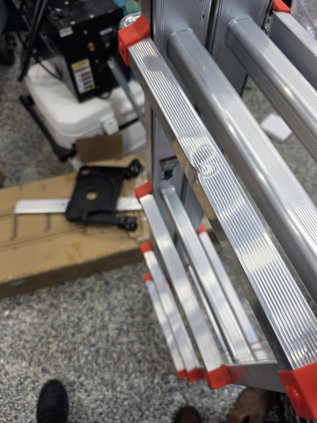 Soctone Ladder, A Frame Extension Ladder, 14 Ft Multi Position Ladder | 330 lbs Weight Rating Telescoping Ladder for Household or Outdoor Work, Multi Position with Stabilizer Bar, Orange customer photo 1